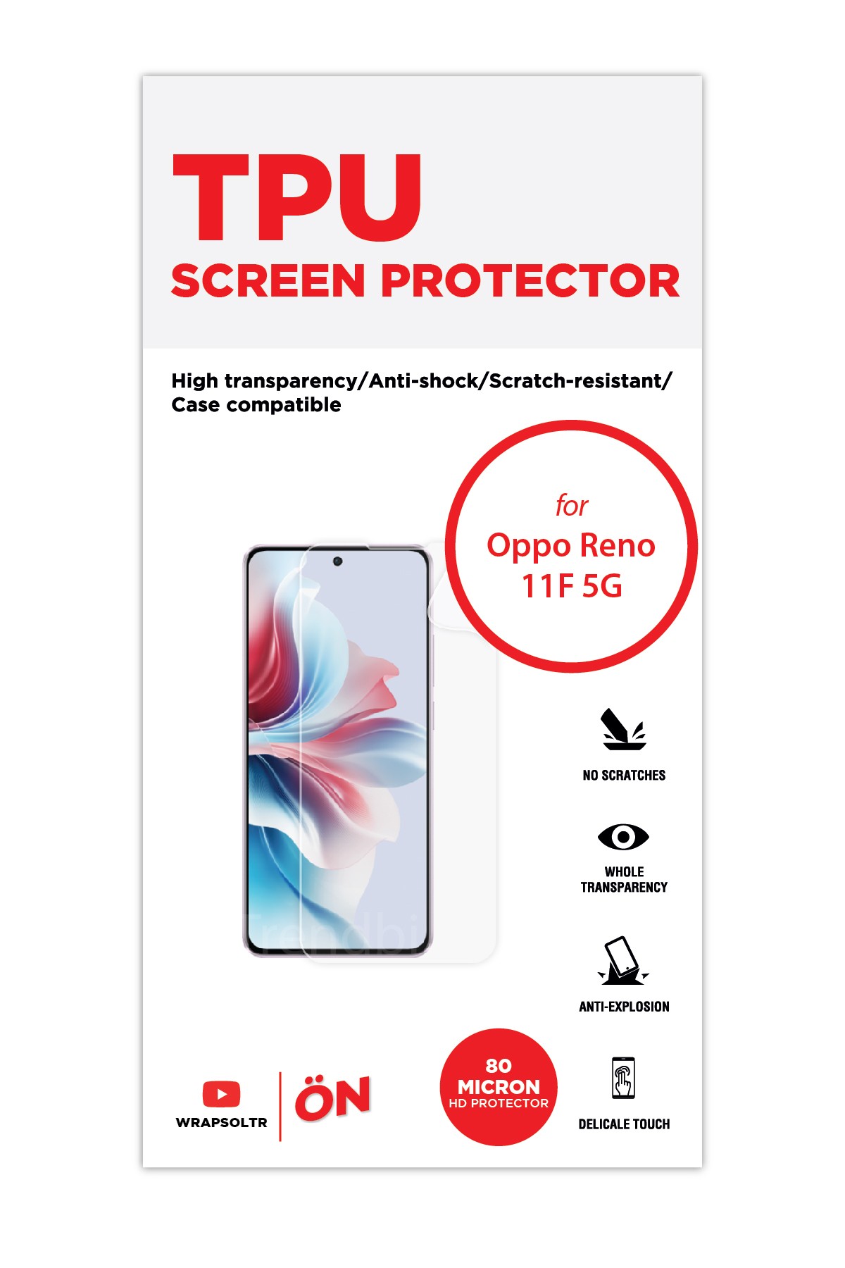 Oppo Reno 11F 5G - Ekran Koruyucu Parlak Şeffaf TPU Film (80 micron)