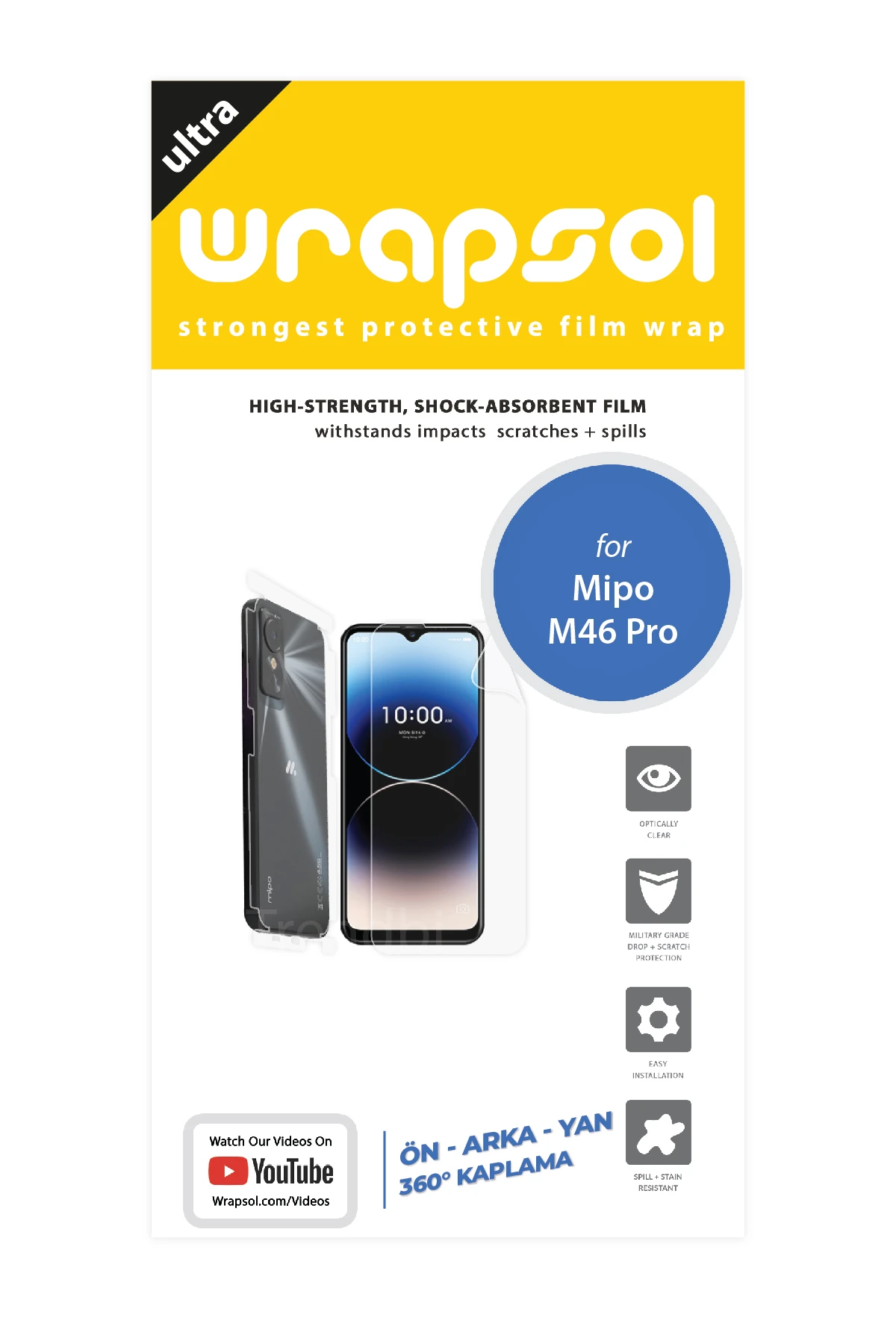 Mipo M46 Pro - Fullbody Koruyucu Parlak Şeffaf Poliüretan Film (150 micron)