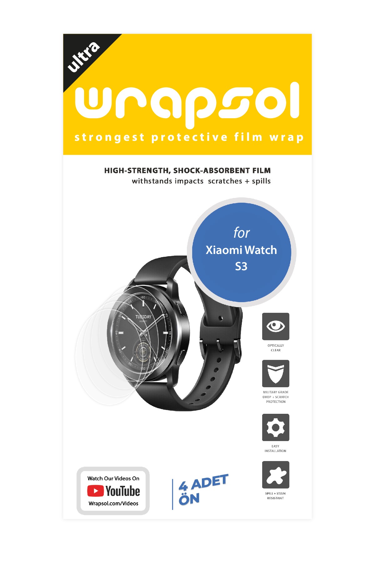 Xiaomi Watch S3 - Ekran Koruyucu Parlak Şeffaf Poliüretan Film (150 mikron)