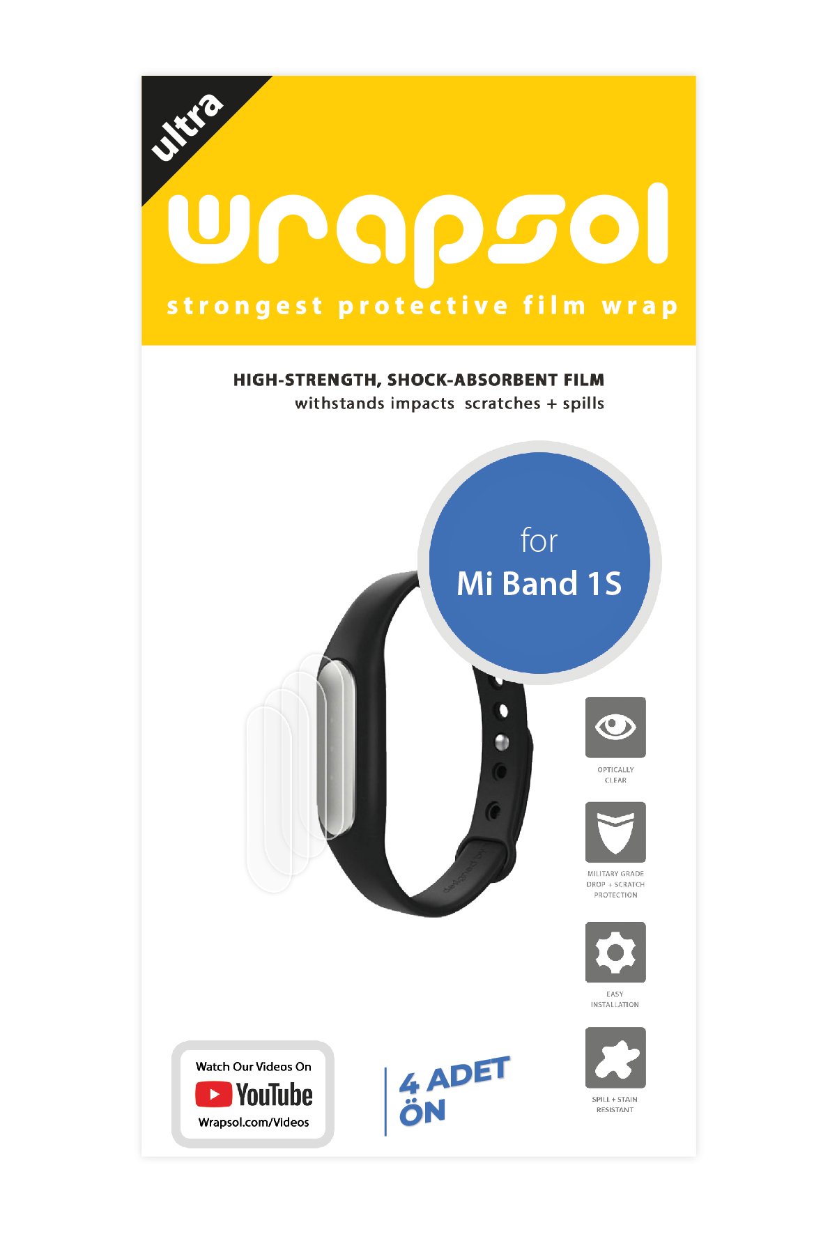 Xiaomi Mi Band 1S - Ekran Koruyucu Parlak Şeffaf Poliüretan Film (150 mikron)