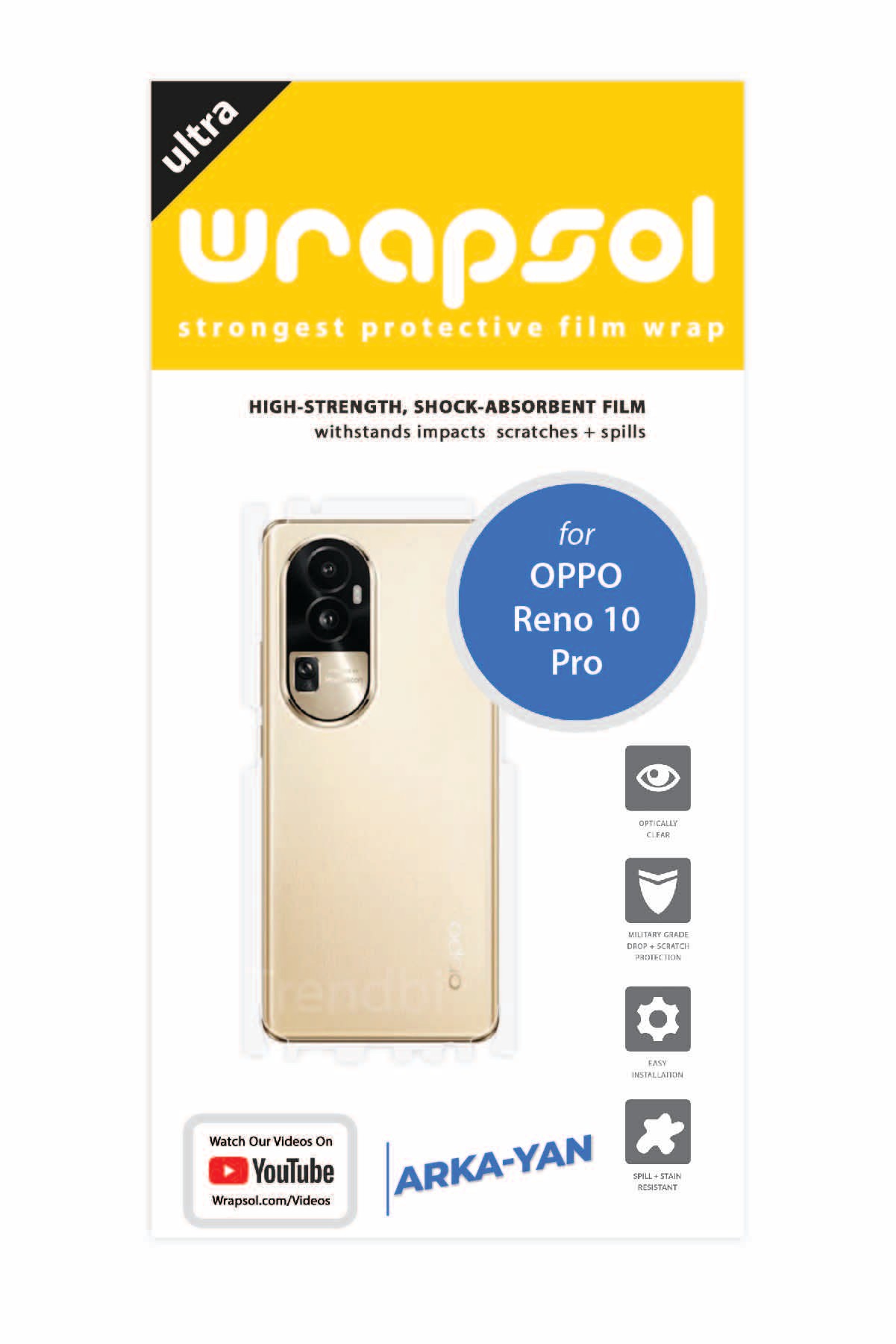 Oppo Reno 10 Pro - Arka/Yan Koruyucu Parlak Şeffaf Poliüretan Film (150 micron)