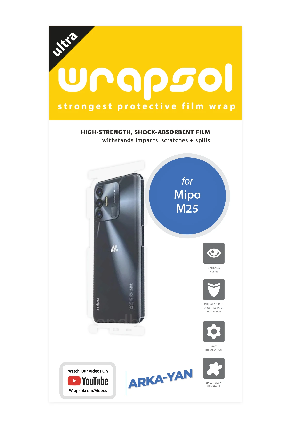 Mipo M25 - Arka/Yan Koruyucu Parlak Şeffaf Poliüretan Film (150 micron)