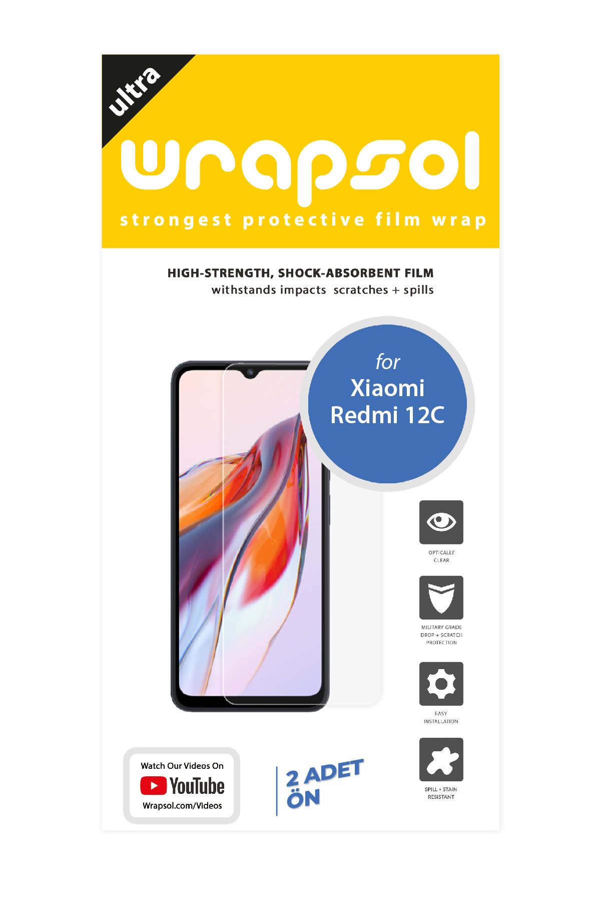 Xiaomi Redmi 12C - Ekran Koruyucu Parlak Şeffaf Poliüretan Film (150 mikron)