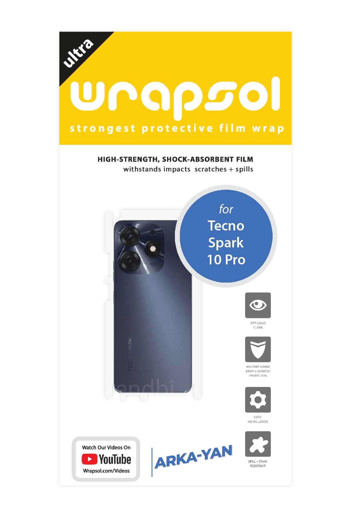 Tecno Spark 10 Pro - Arka/Yan Koruyucu Parlak Şeffaf Poliüretan Film (150 micron)