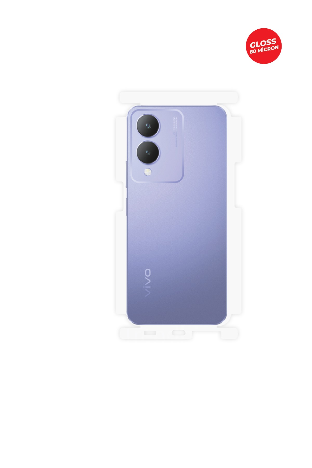 Vivo Y17s - Arka/Yan Koruyucu Parlak Şeffaf TPU Film (80 micron)