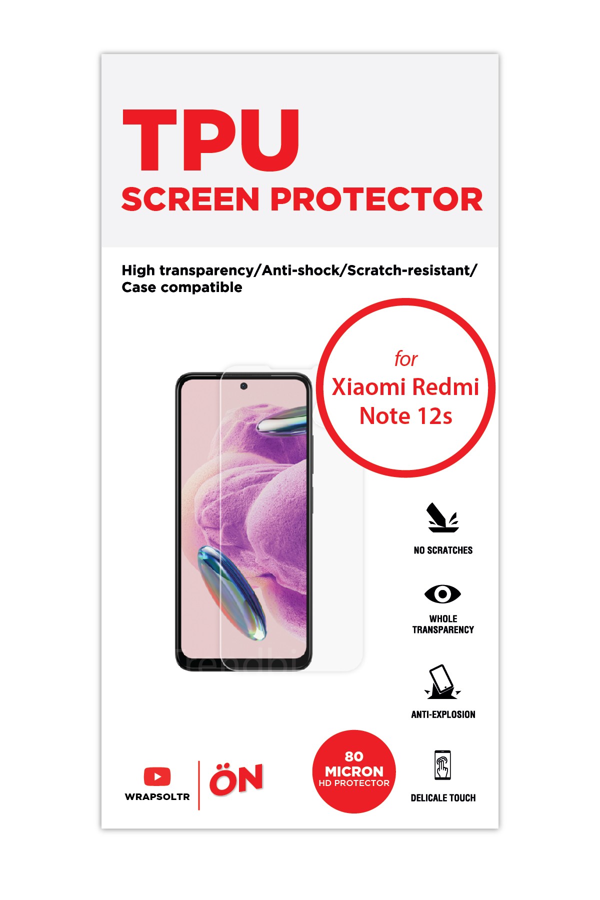 Xiaomi Redmi Note 12S - Ekran Koruyucu Parlak Şeffaf TPU Film (80 micron)