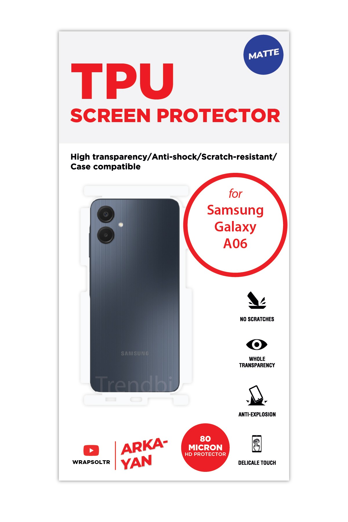 Samsung Galaxy a06 - Arka/Yan Koruyucu Mat TPU Film (80 micron)
