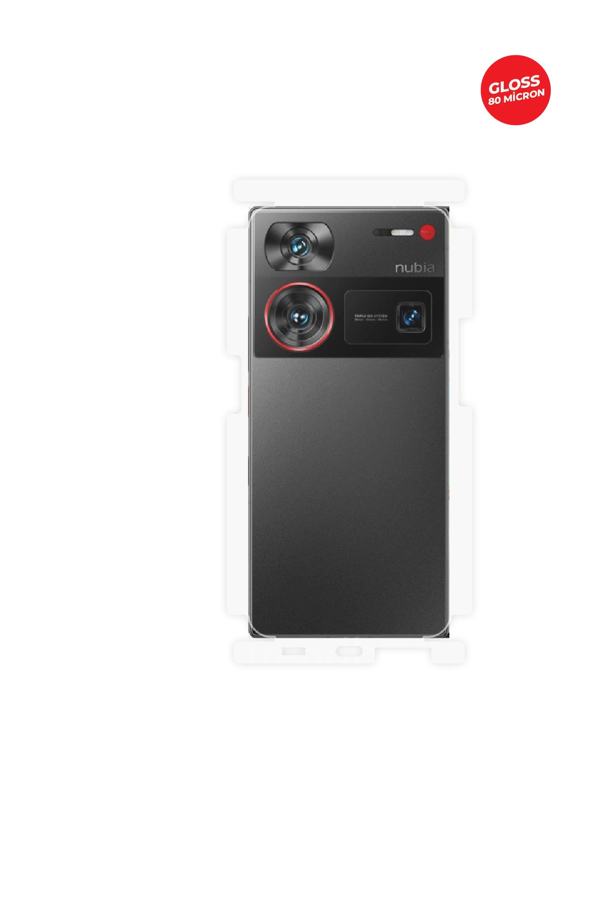 ZTE Nubia Z60 Ultra 5G - Arka/Yan Koruyucu Parlak Şeffaf TPU Film (80 micron)