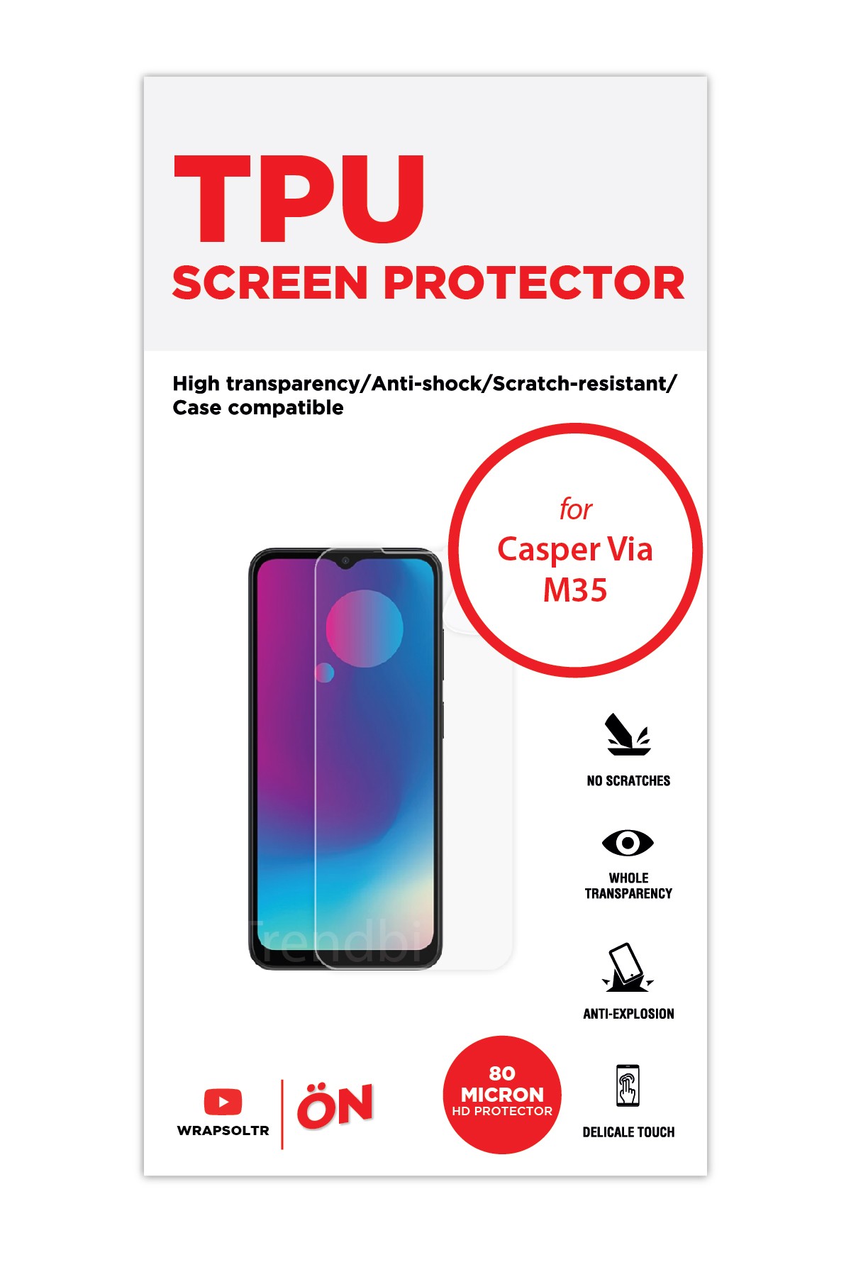 Casper Via M35 - Ekran Koruyucu Parlak Şeffaf TPU Film (80 micron)