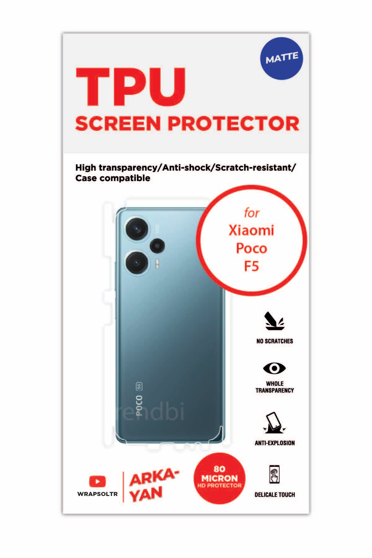 Xiaomi Poco F5 - Arka/Yan Koruyucu Mat TPU Film (80 micron)