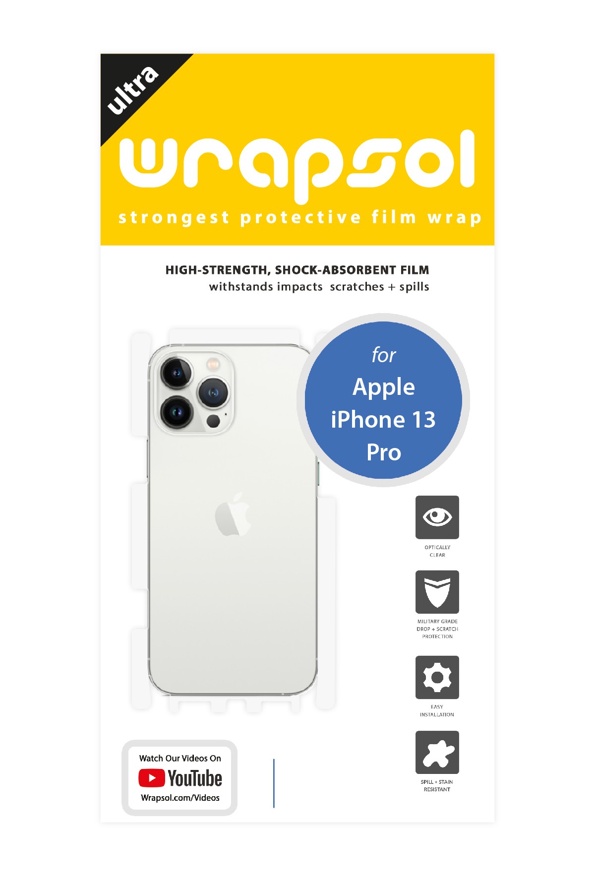 iPhone 13 Pro - Arka/Yan Koruyucu Parlak Şeffaf Poliüretan Film (150 micron)