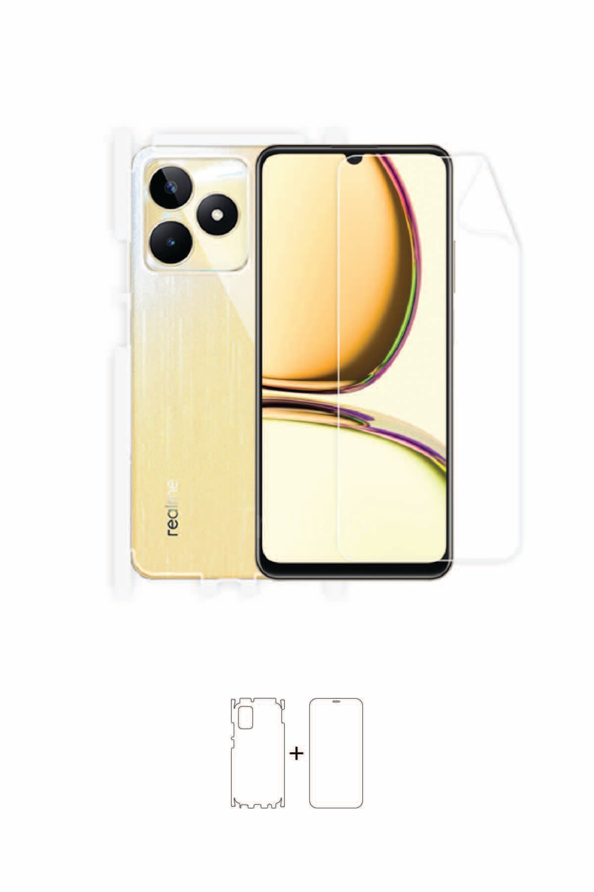 Realme C53 - Fullbody Koruyucu Parlak Şeffaf Poliüretan Film (150 micron)