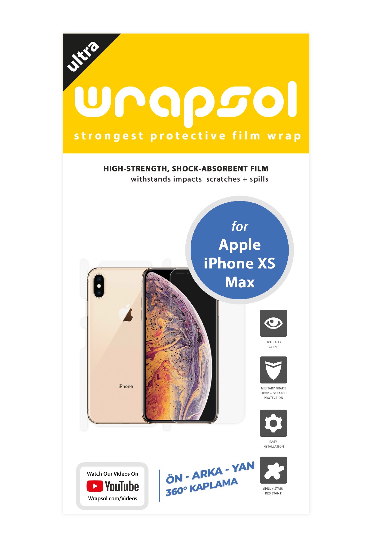 iPhone XS Max - Fullbody Koruyucu Parlak Şeffaf Poliüretan Film (150 micron)