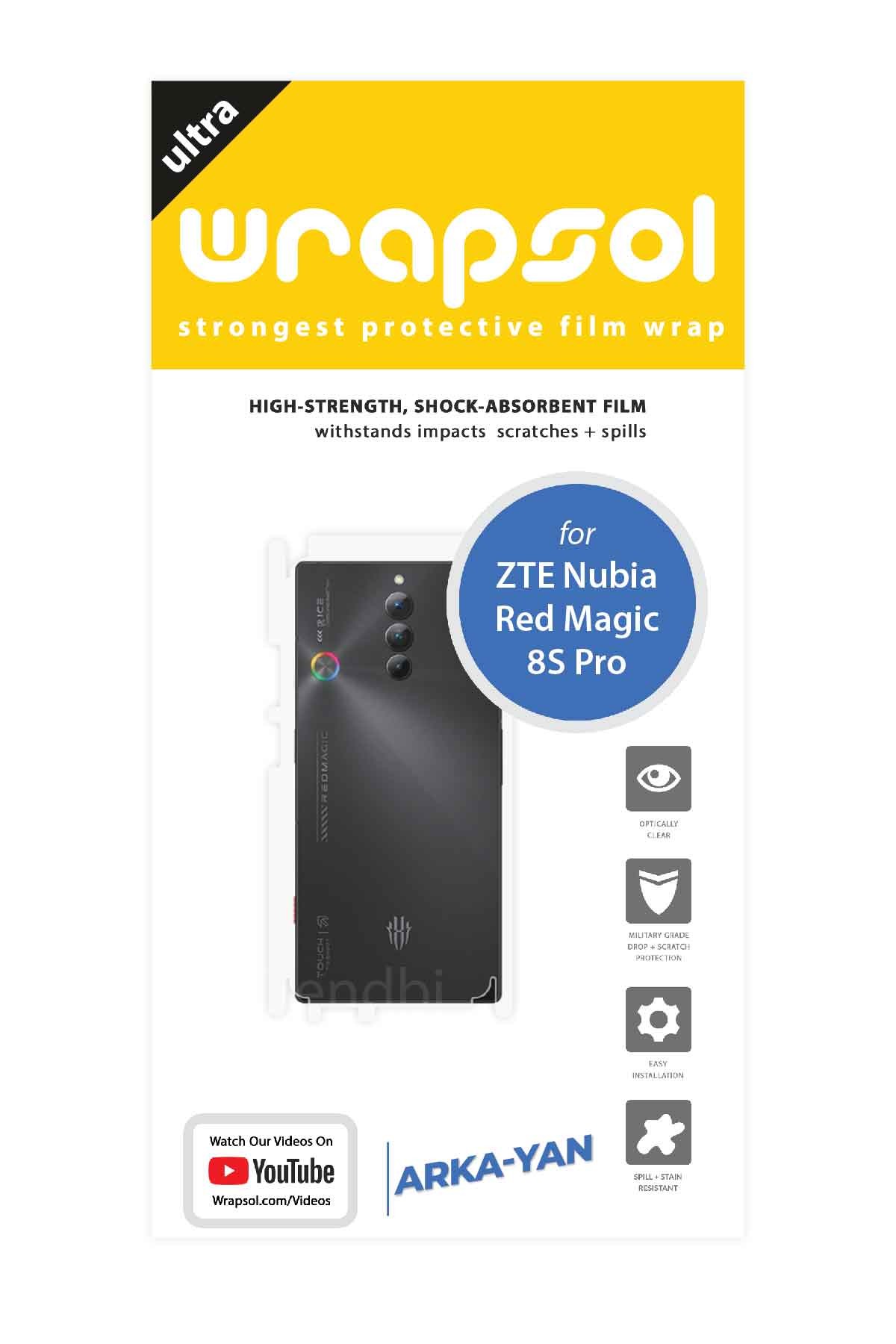 ZTE Nubia Red Magic 8S Pro - Arka/Yan Koruyucu Parlak Şeffaf Poliüretan Film (150 micron)