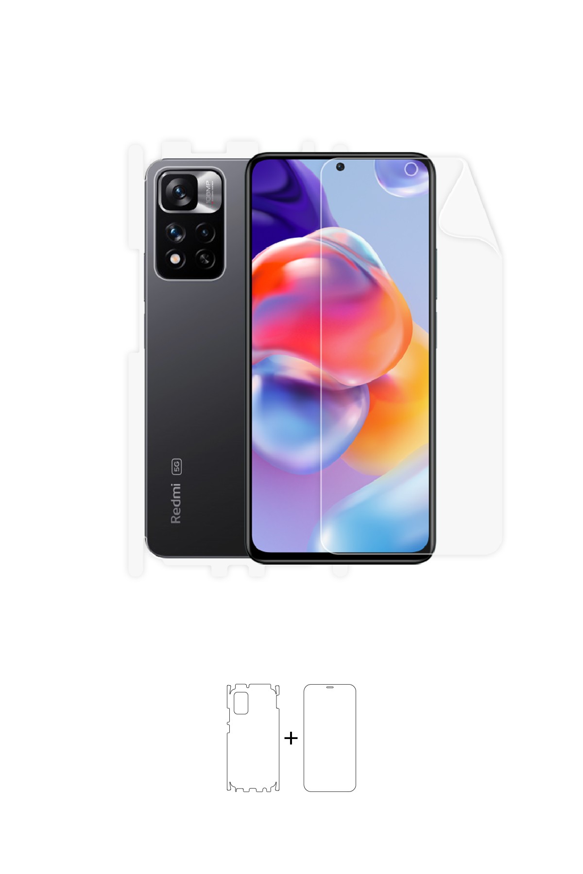 Xiaomi Redmi Note 11 Pro Plus 5G - Fullbody Koruyucu Parlak Şeffaf Poliüretan Film (150 micron)