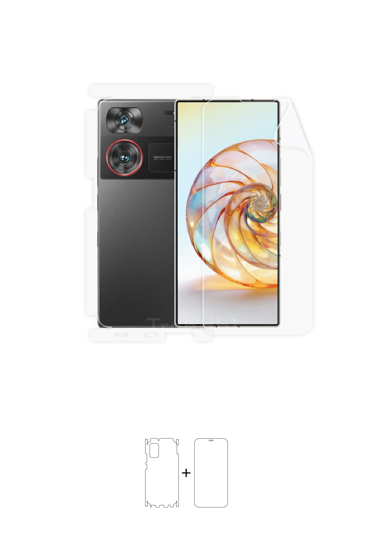 ZTE Nubia Z60 Ultra 5G - Fullbody Koruyucu Parlak Şeffaf Poliüretan Film (150 micron)