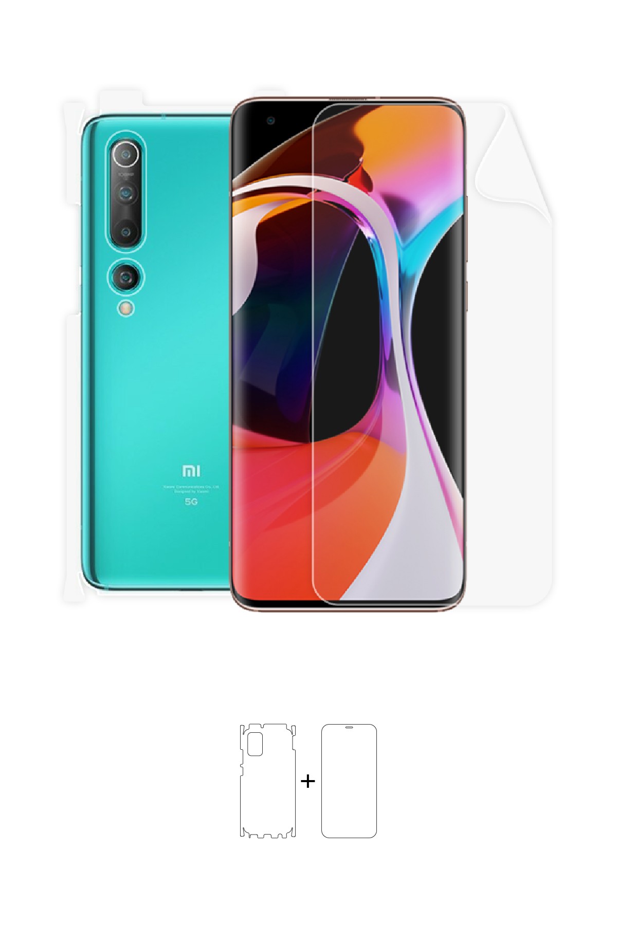 Xiaomi Mi 10 - Fullbody Koruyucu Parlak Şeffaf Poliüretan Film (150 micron)