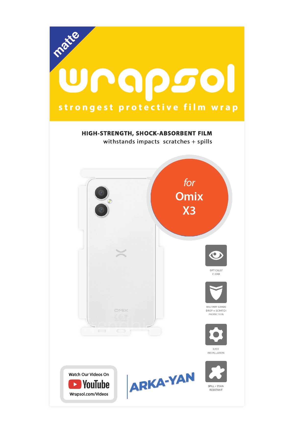 Omix X3 - Arka/Yan Koruyucu Mat Şeffaf Poliüretan Film (150 micron)