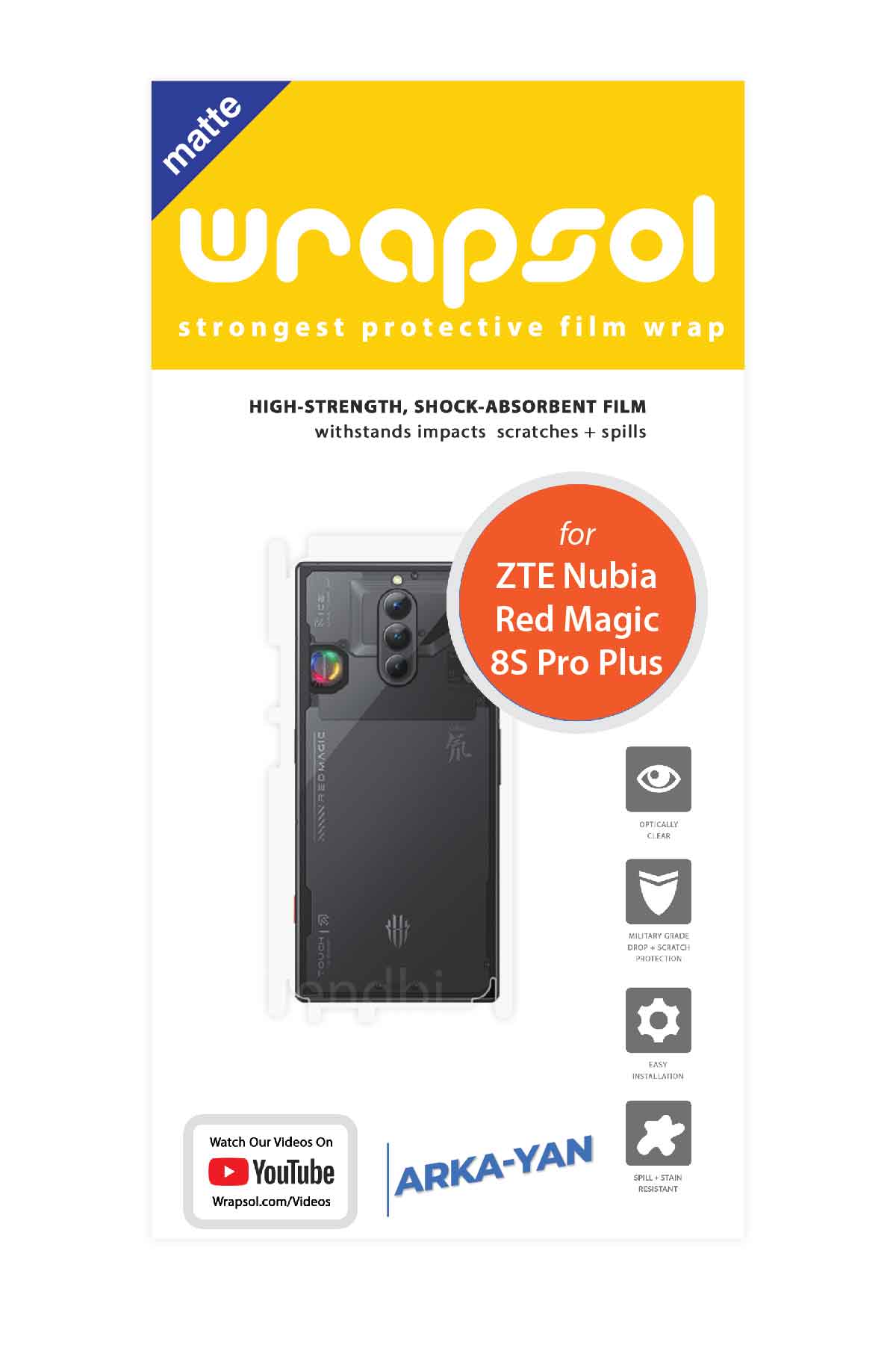 ZTE Nubia Red Magic 8S Pro Plus - Arka/Yan Koruyucu Mat Şeffaf Poliüretan Film (150 micron)