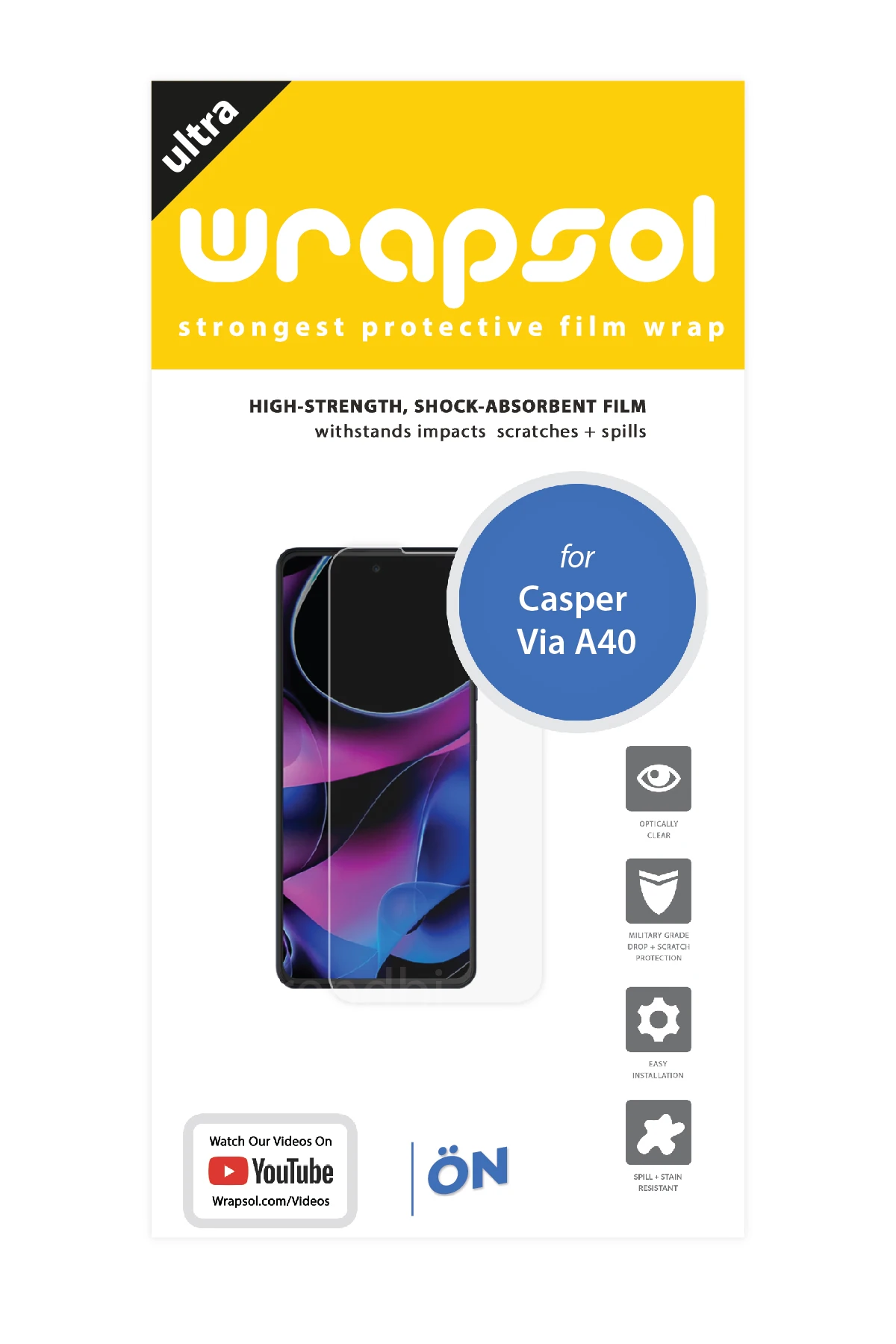 Casper Via A40 - Ekran Koruyucu Parlak Şeffaf Poliüretan Film (150 mikron)