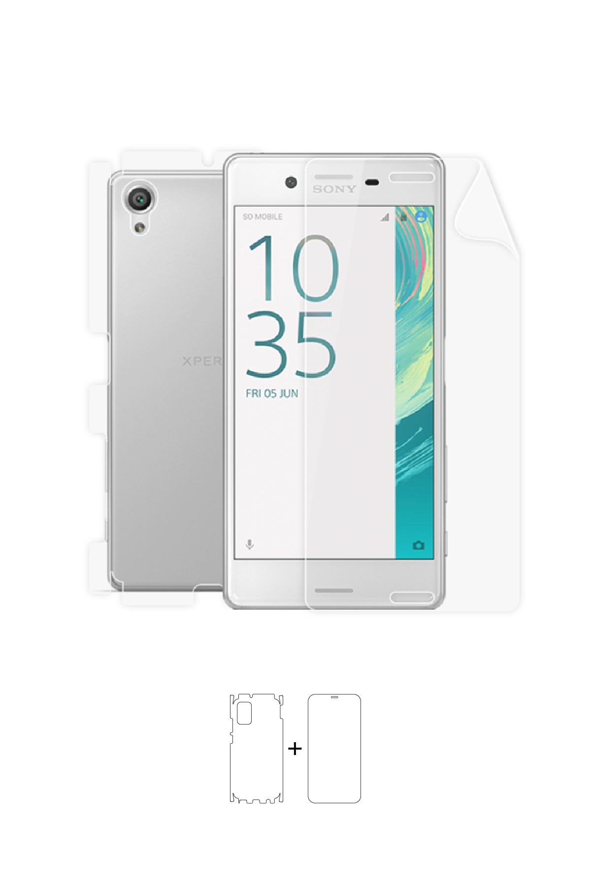 Sony Xperia X - Fullbody Koruyucu Parlak Şeffaf Poliüretan Film (150 micron)