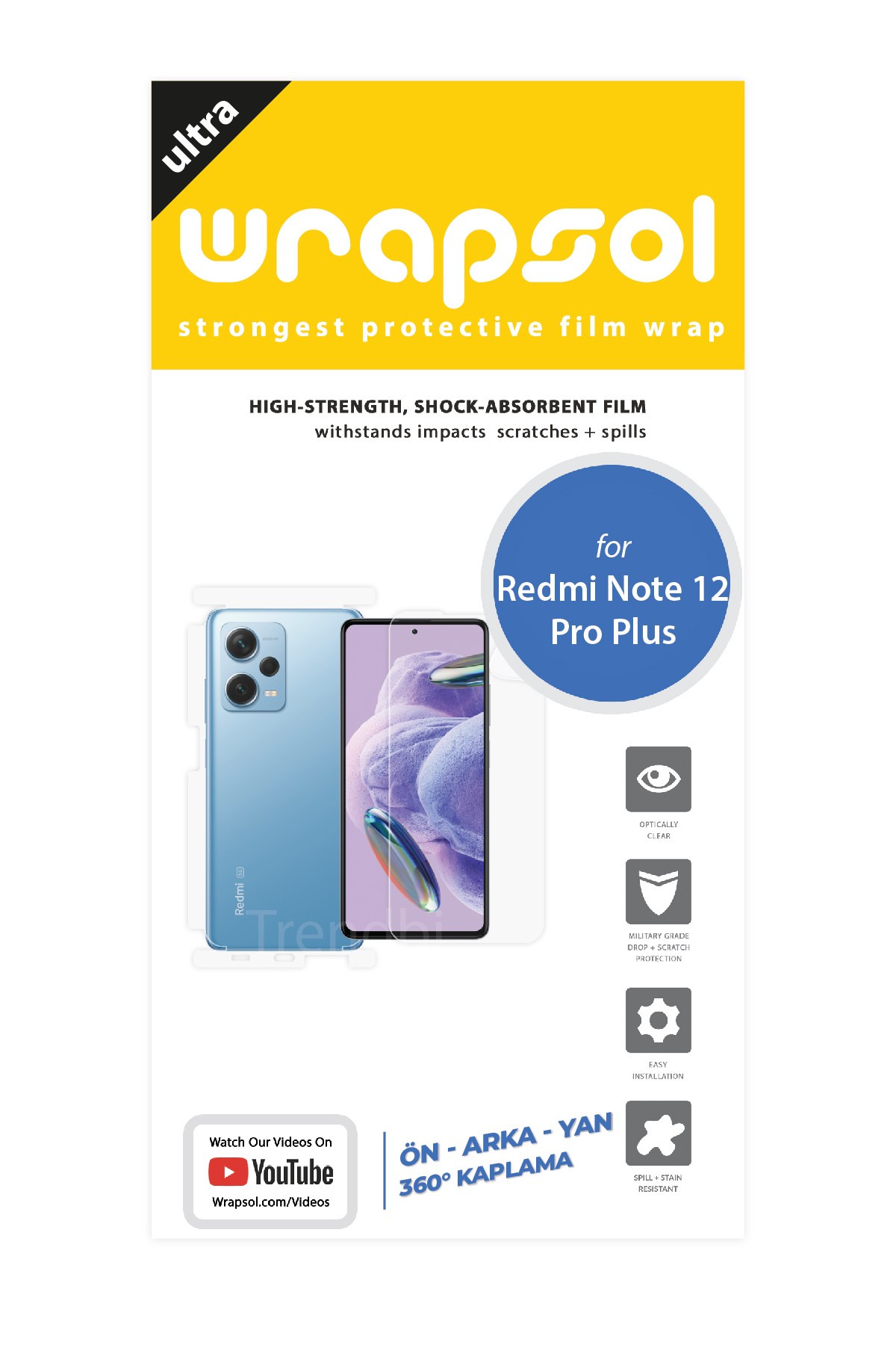 Xiaomi Redmi Note 12 Pro Plus - Fullbody Koruyucu Parlak Şeffaf Poliüretan Film (150 micron)