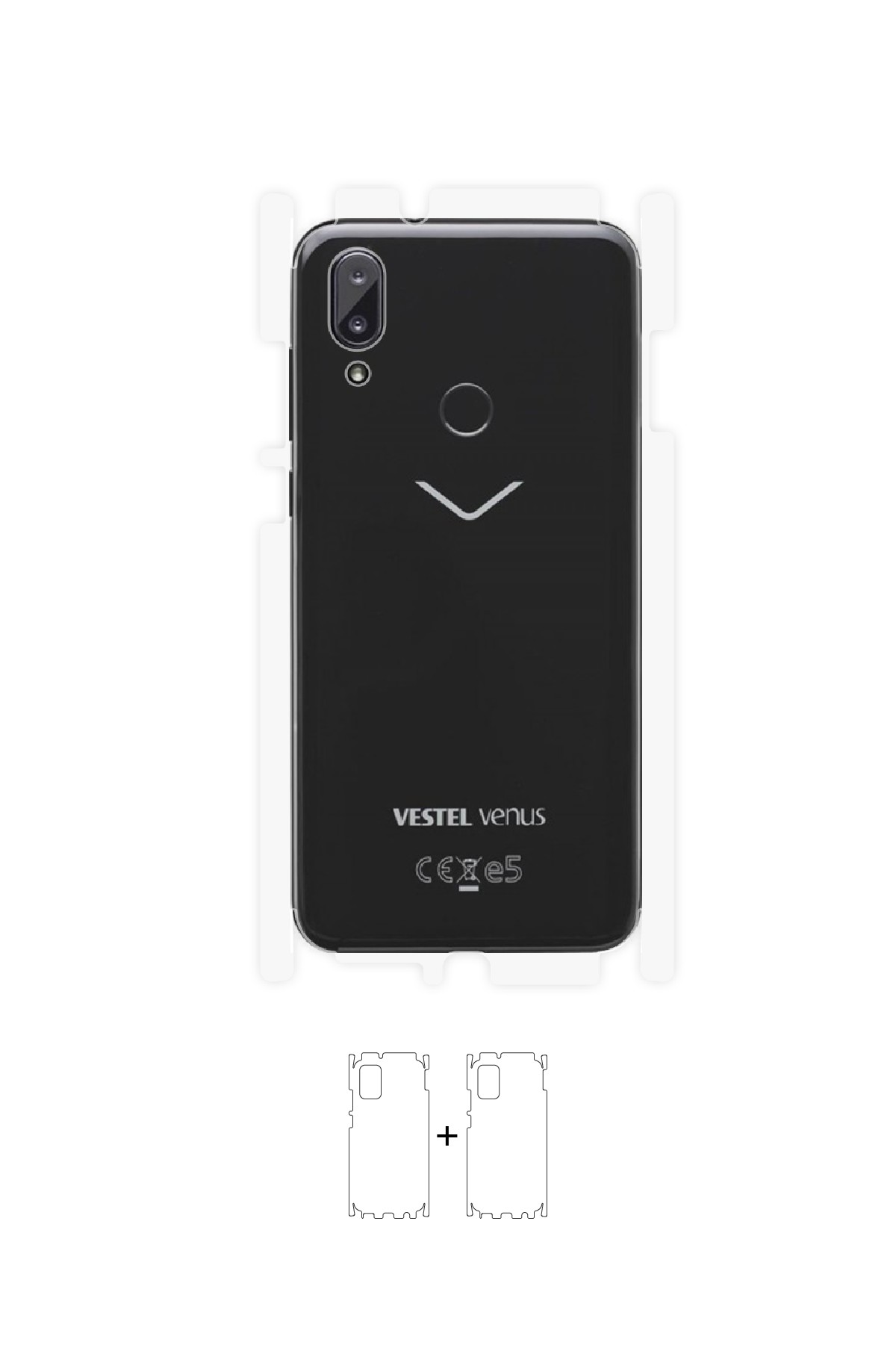 Vestel Venus E5 - Arka/Yan Koruyucu Parlak Şeffaf Poliüretan Film (150 micron)