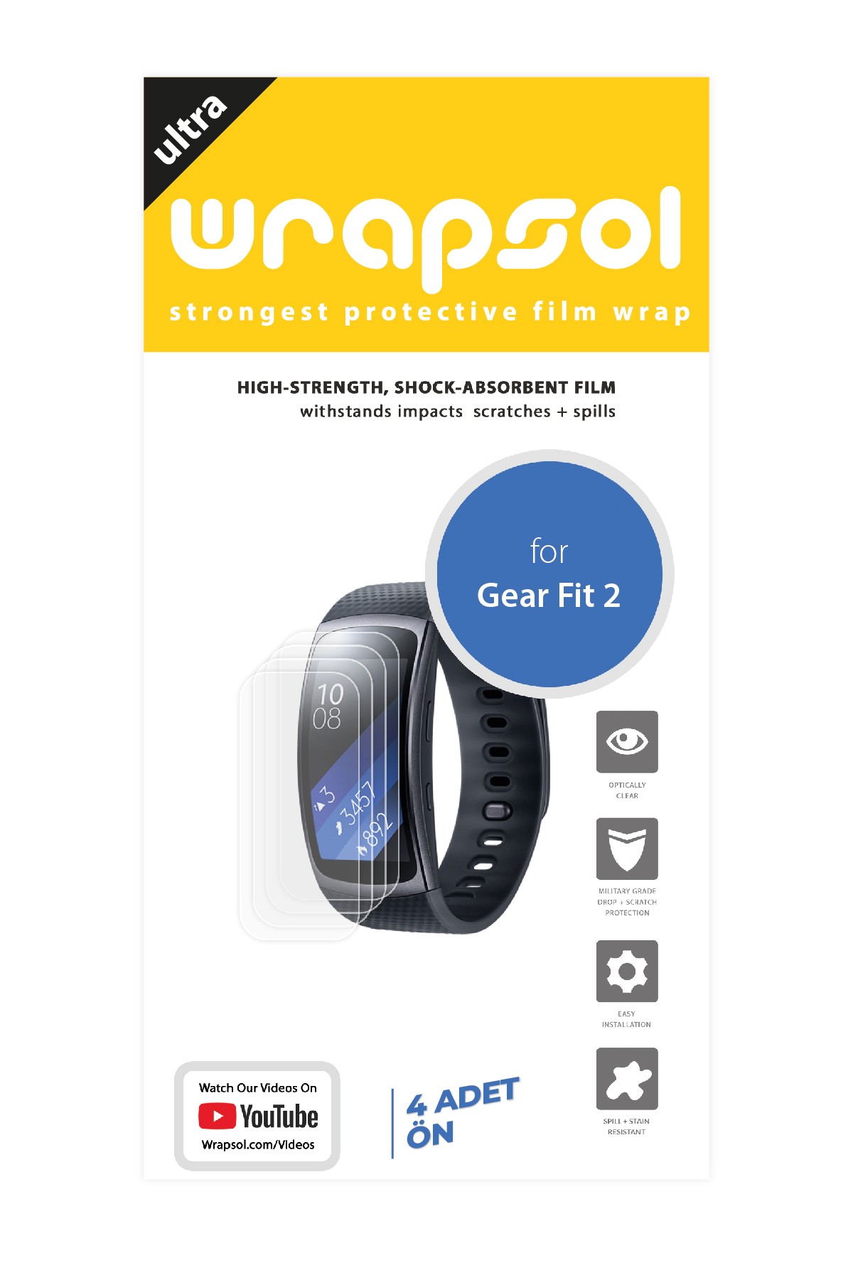 Samsung Gear Fit 2 - Ekran Koruyucu Parlak Şeffaf Poliüretan Film (150 mikron)