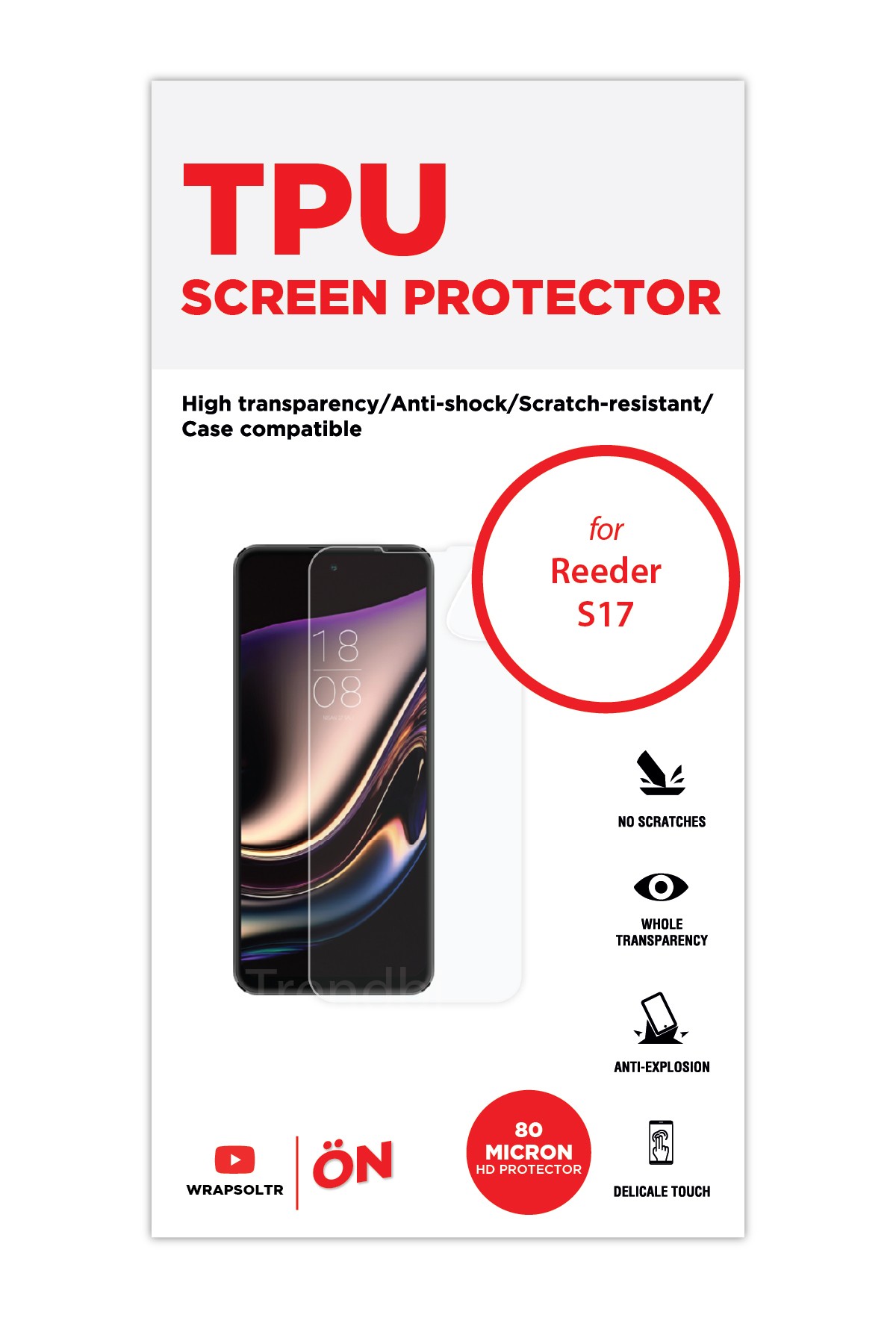 Reeder s71 - Ekran Koruyucu Parlak Şeffaf TPU Film (80 micron)