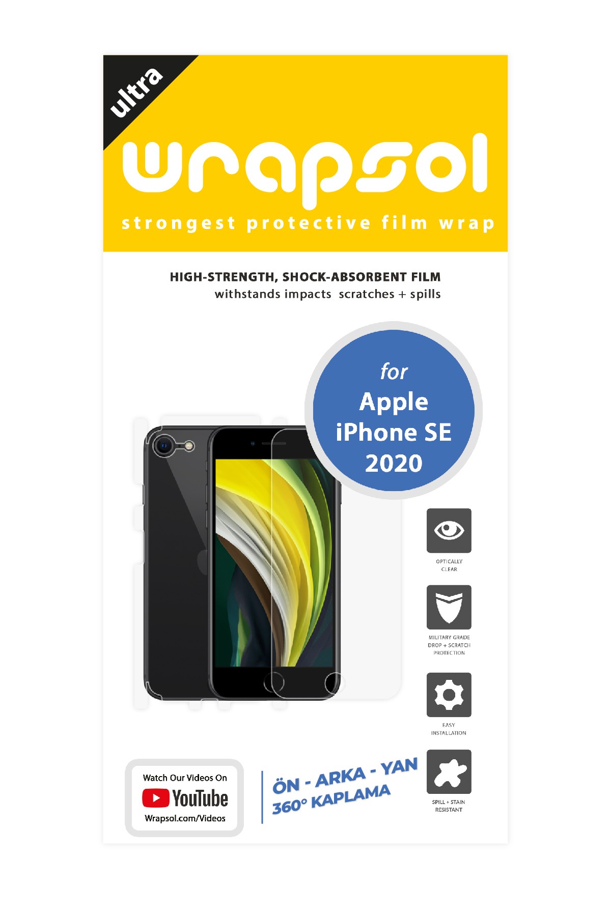 iPhone SE 2020 - Fullbody Koruyucu Parlak Şeffaf Poliüretan Film (150 micron)