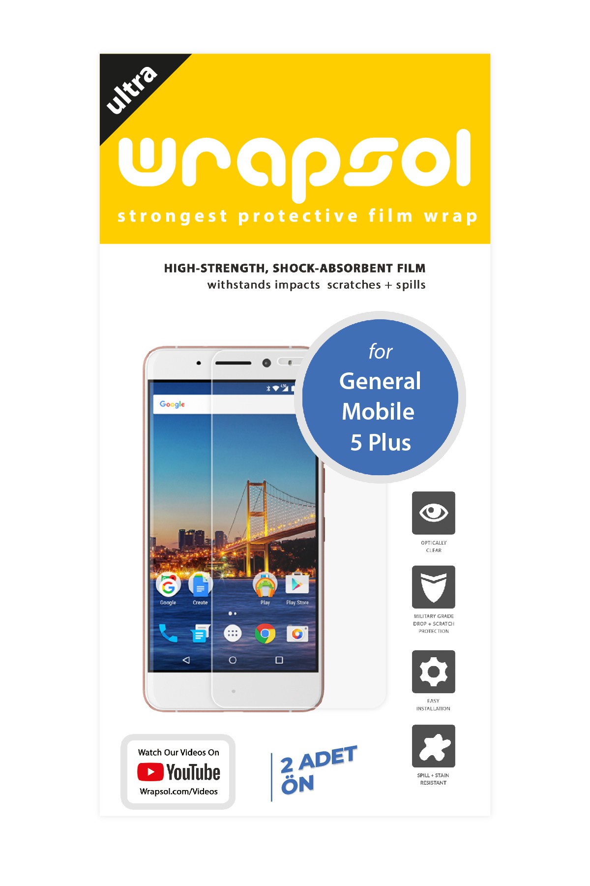General Mobile GM 5 Plus - Ekran Koruyucu Parlak Şeffaf Poliüretan Film (150 mikron)