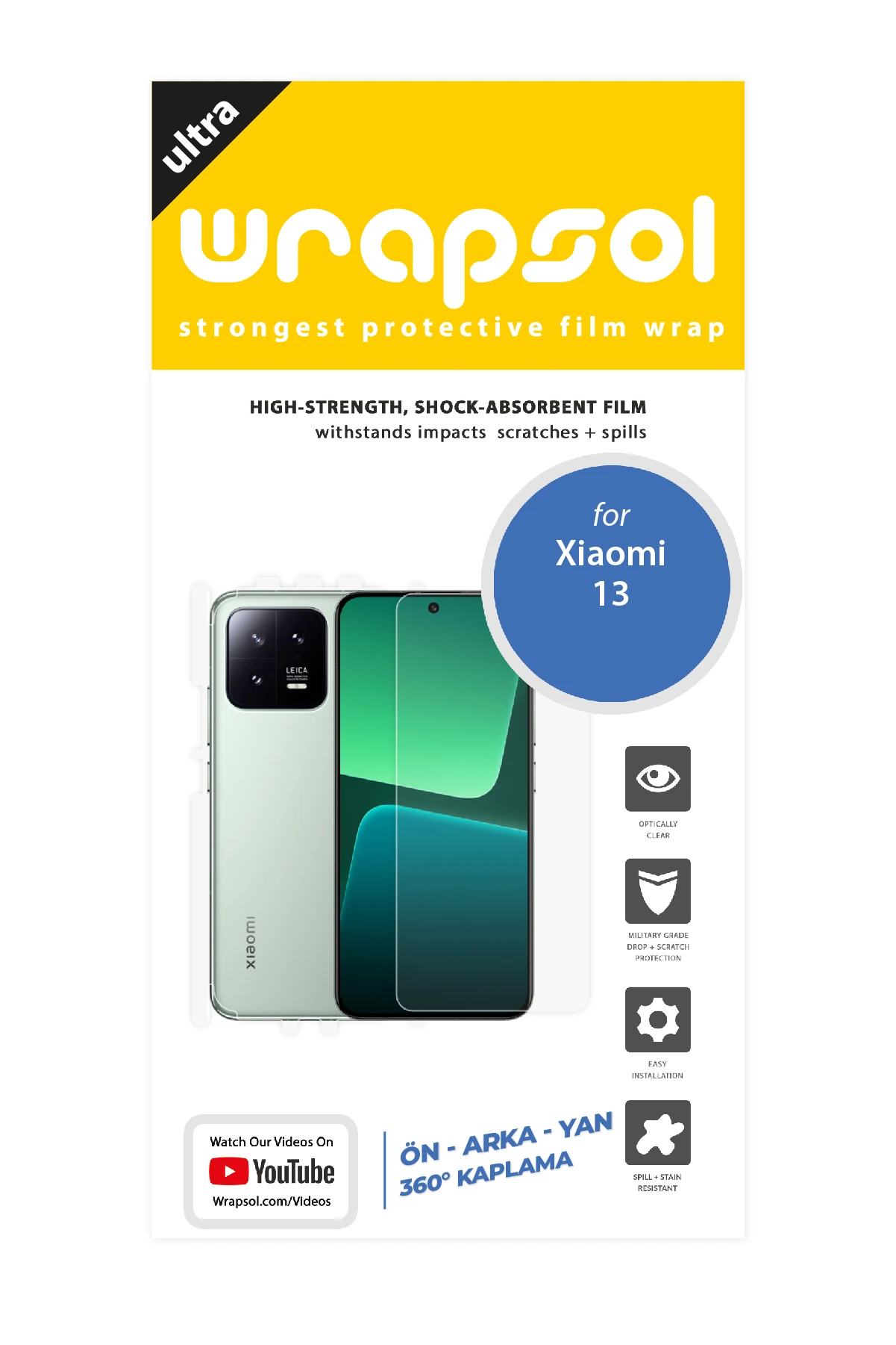 Xiaomi 13 - Fullbody Koruyucu Parlak Şeffaf Poliüretan Film (150 micron)