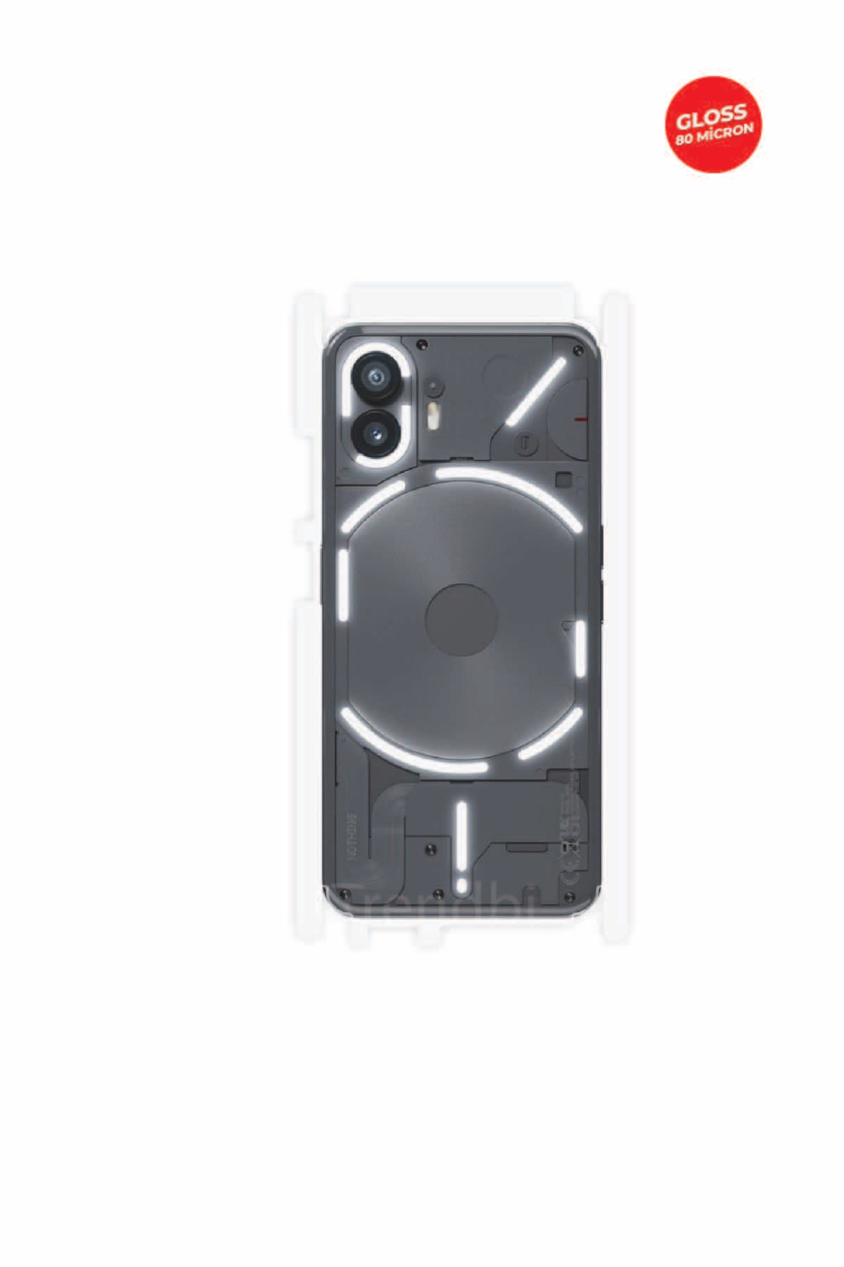 Nothing Phone 2 - Arka/Yan Koruyucu Parlak Şeffaf TPU Film (80 micron)