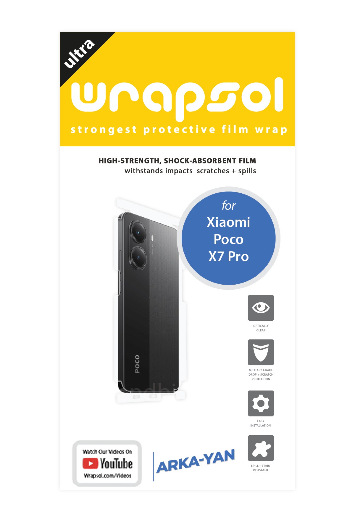 Xiaomi Poco X7 Pro - Arka/Yan Koruyucu Parlak Şeffaf Poliüretan Film (150 micron)