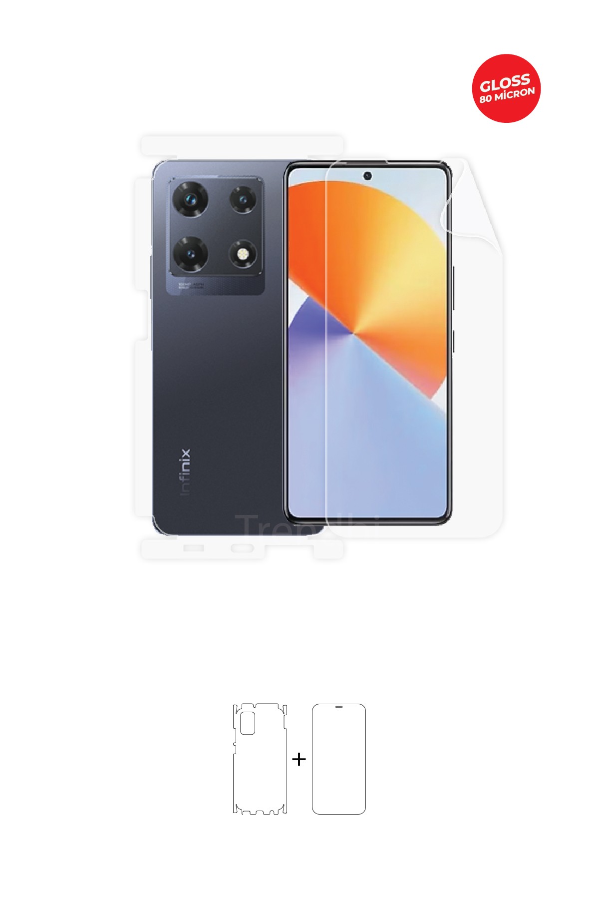 Infinix Note 30 Pro - Fullbody Koruyucu Parlak Şeffaf TPU Film (80 micron)