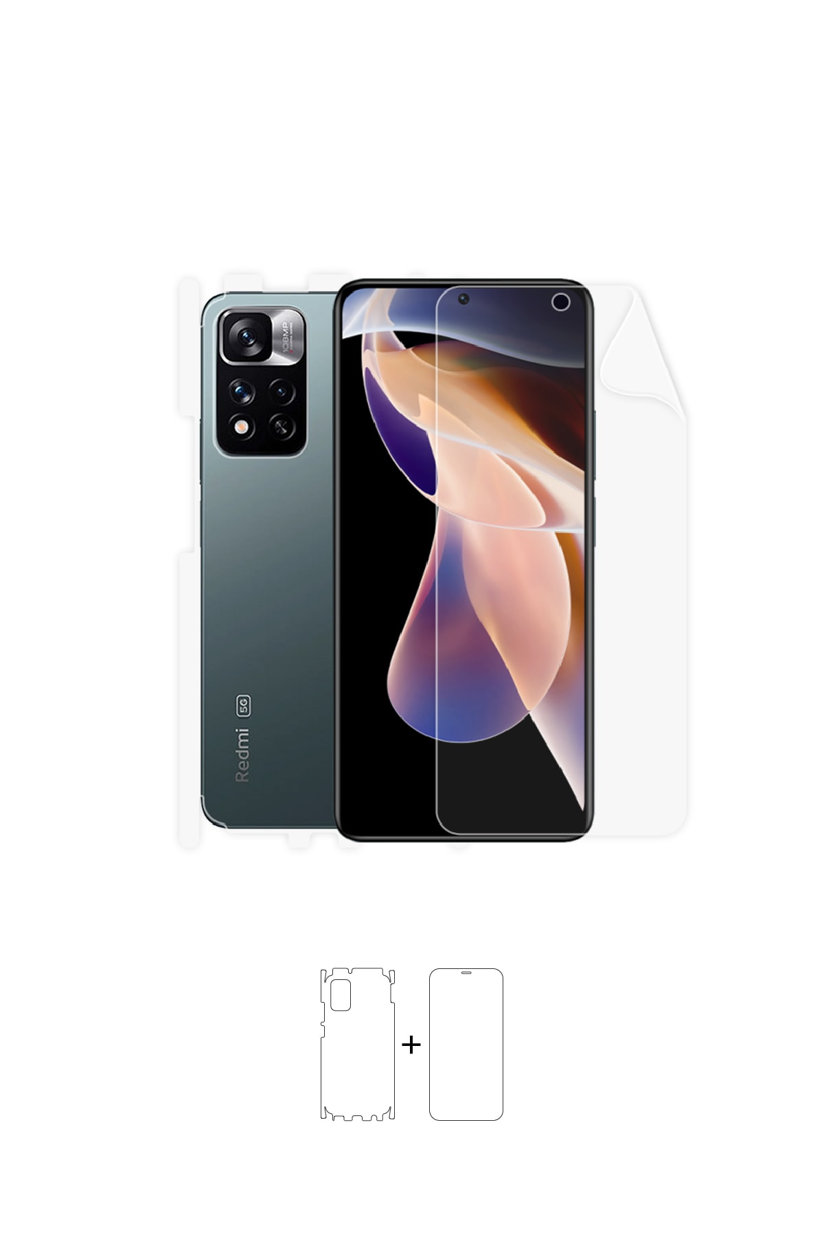 Xiaomi Redmi Note 11 Pro - Fullbody Koruyucu Parlak Şeffaf Poliüretan Film (150 micron)
