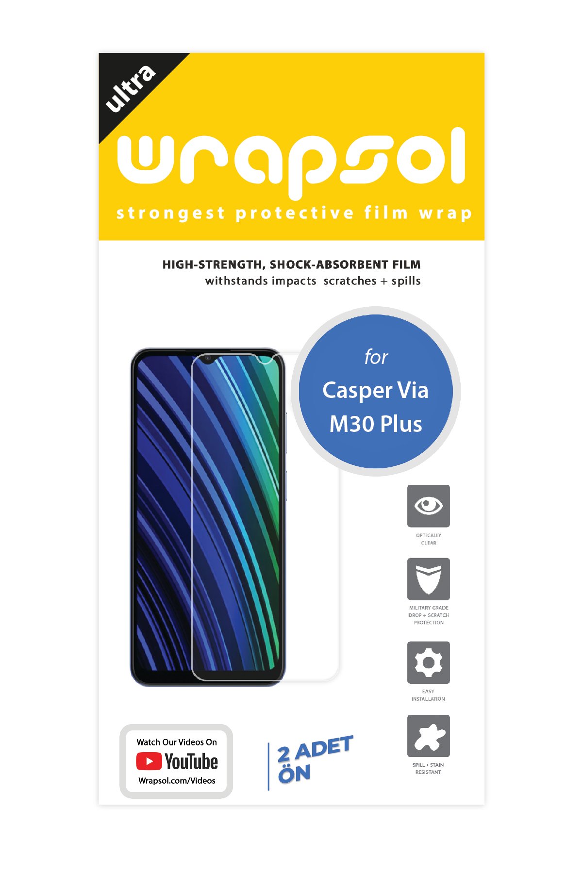 Casper Via M30 Plus - Ekran Koruyucu Parlak Şeffaf Poliüretan Film (150 mikron)
