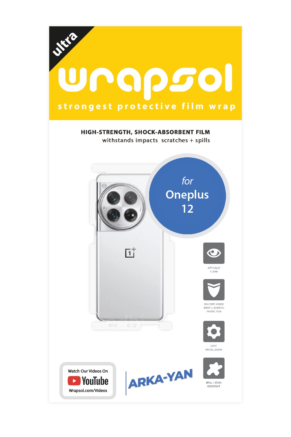 Oneplus 12 - Arka/Yan Koruyucu Parlak Şeffaf Poliüretan Film (150 micron)