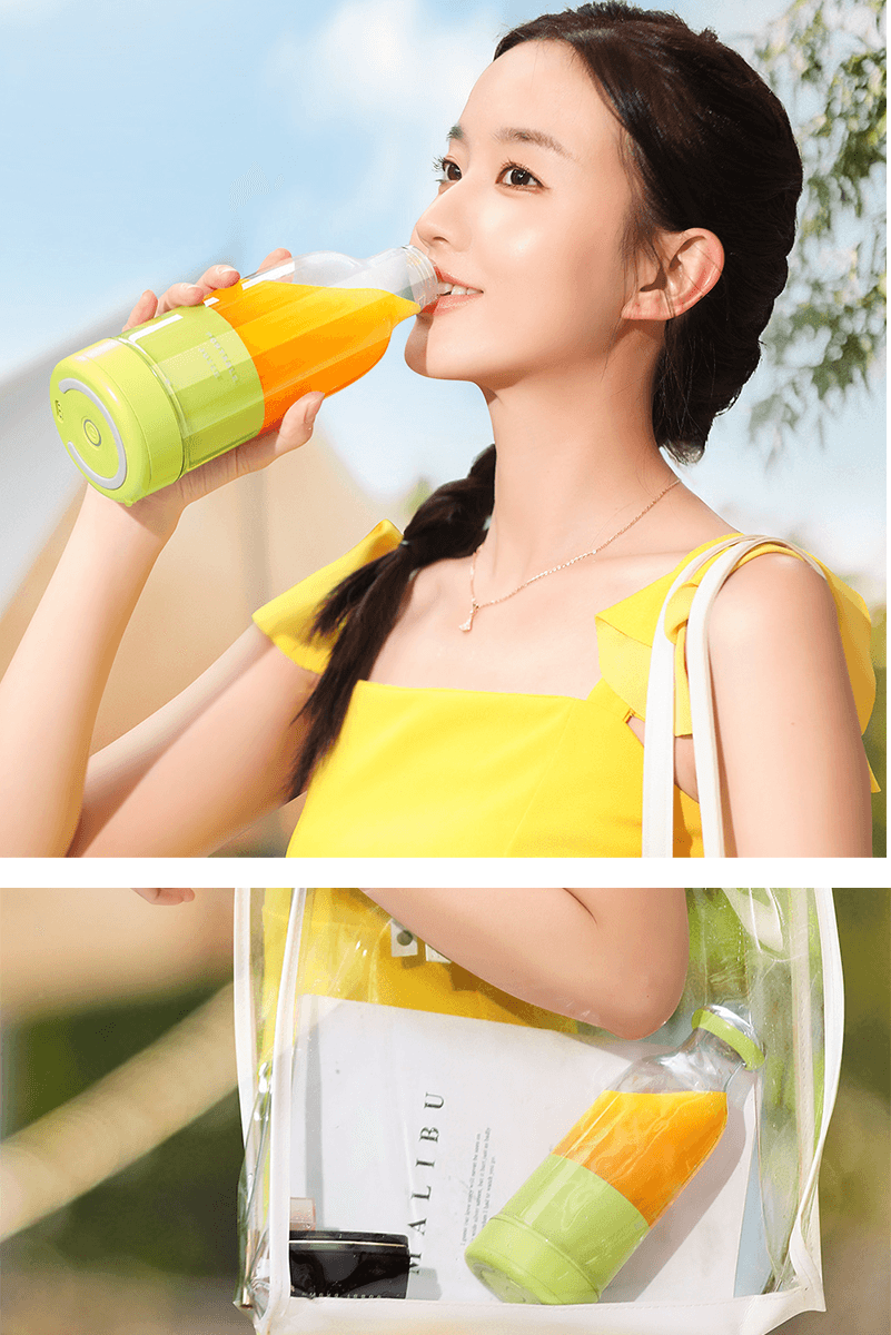 Smoothie Blender Taşınabilir Şarjlı Kişisel Mini Meyve Karıştırıcı 300 ml - Beyaz