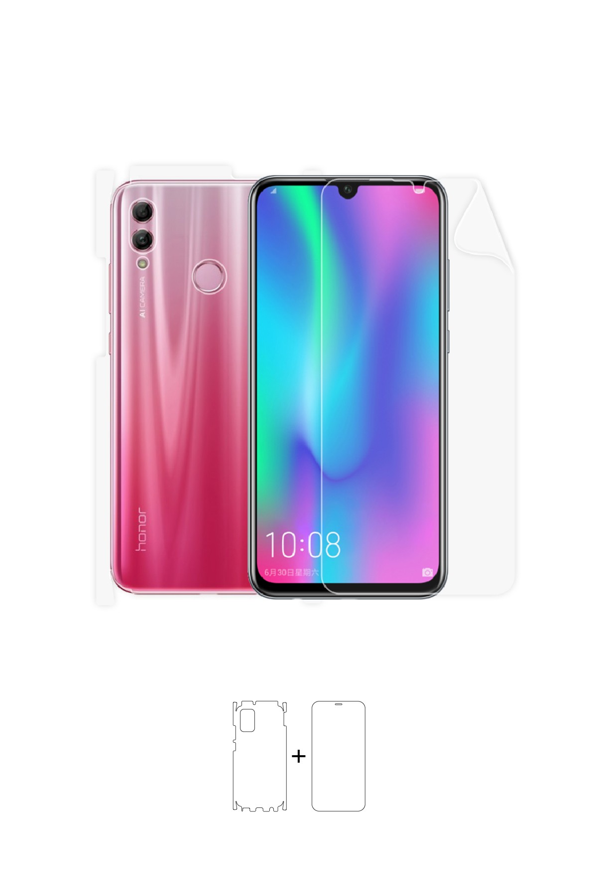 Honor 10 Lite - Fullbody Koruyucu Parlak Şeffaf Poliüretan Film (150 micron)