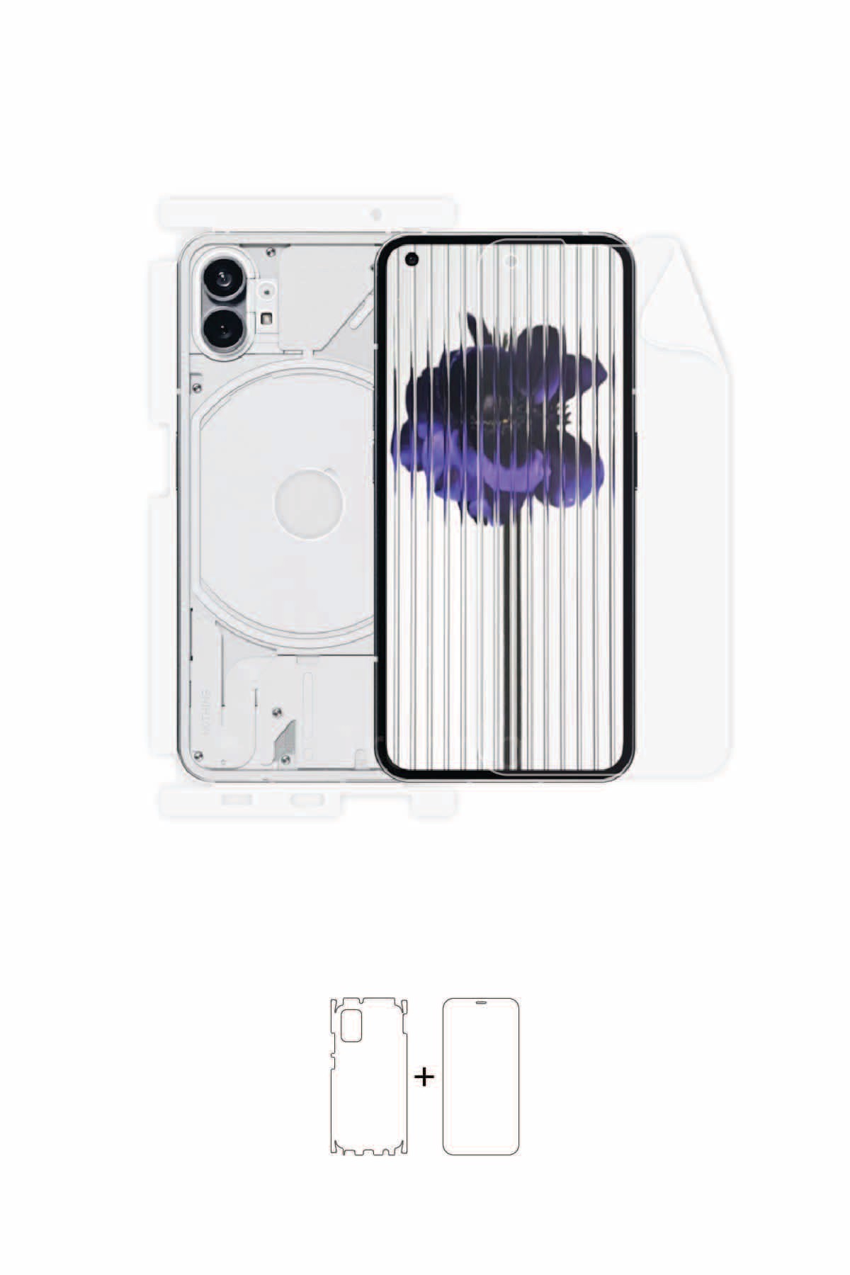 Nothing Phone 1 - Fullbody Koruyucu Parlak Şeffaf Poliüretan Film (150 micron)