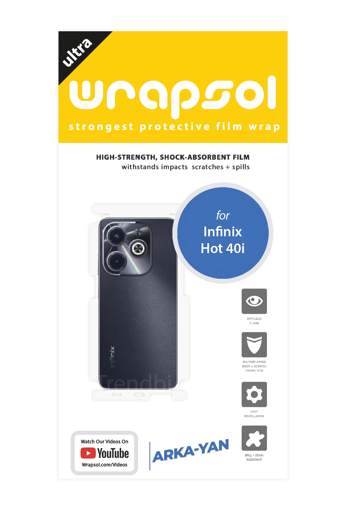 Infinix Hot 40I - Arka/Yan Koruyucu Parlak Şeffaf Poliüretan Film (150 micron)