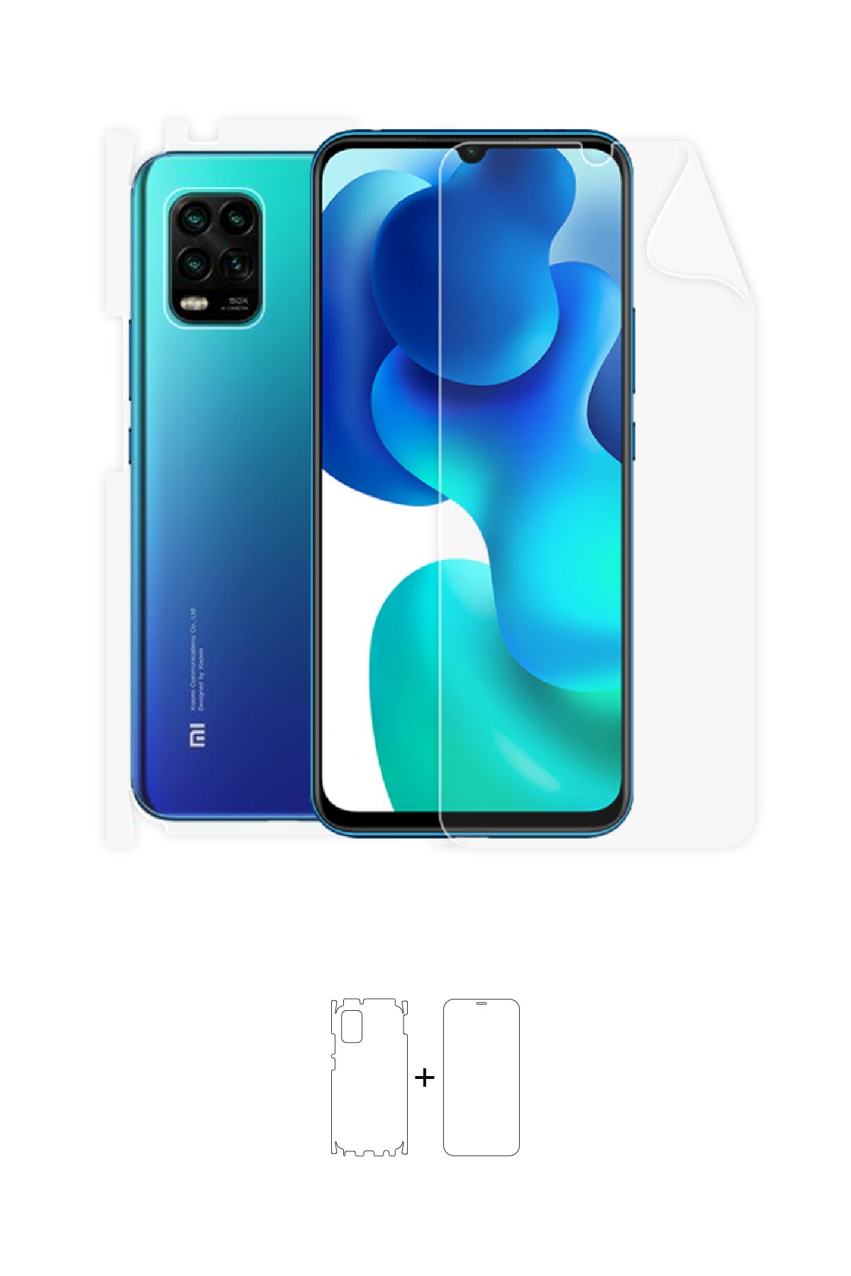 Xiaomi Mi 10 Lite Zoom - Fullbody Koruyucu Parlak Şeffaf Poliüretan Film (150 micron)
