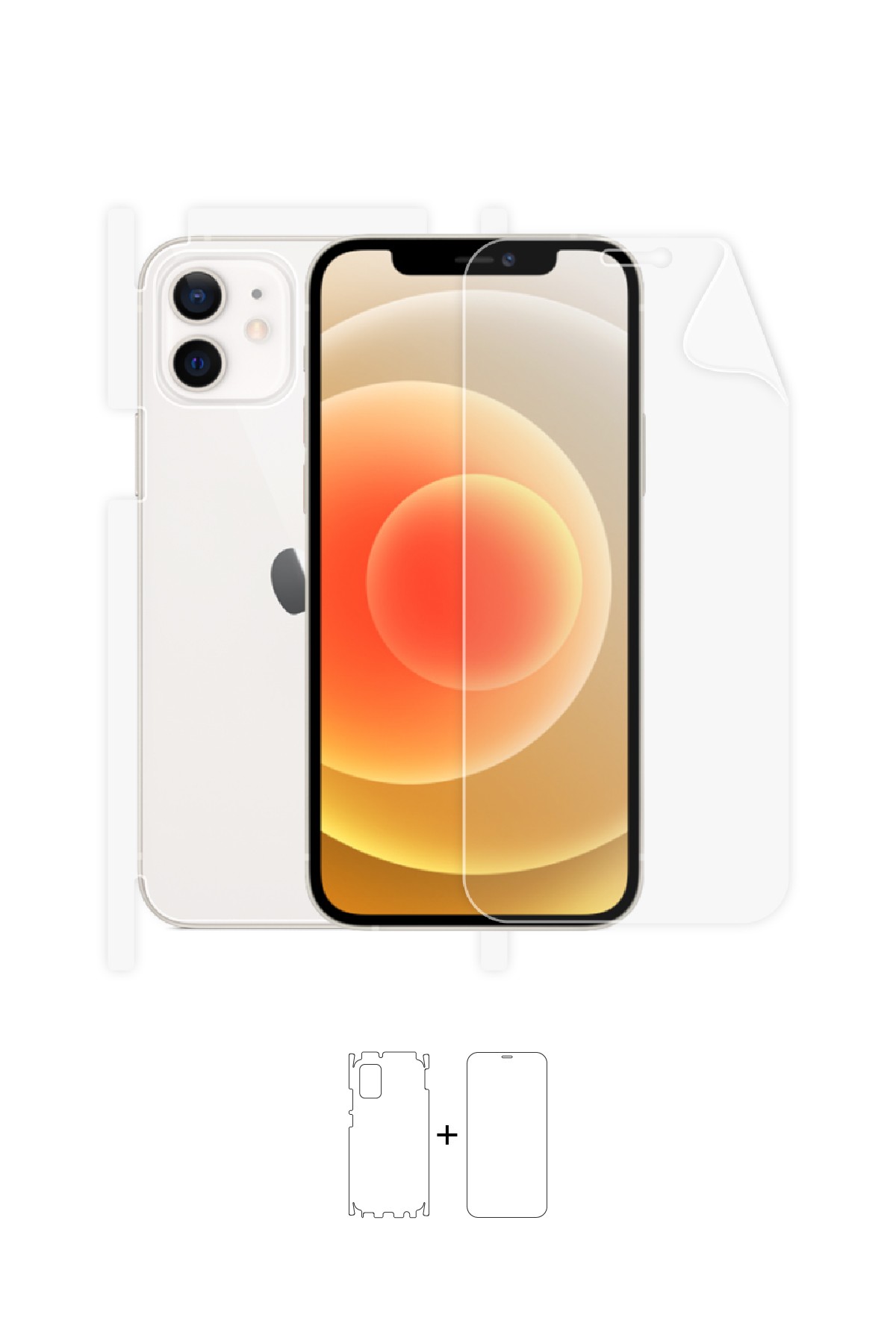 iPhone 12 - Fullbody Koruyucu Parlak Şeffaf Poliüretan Film (150 micron)