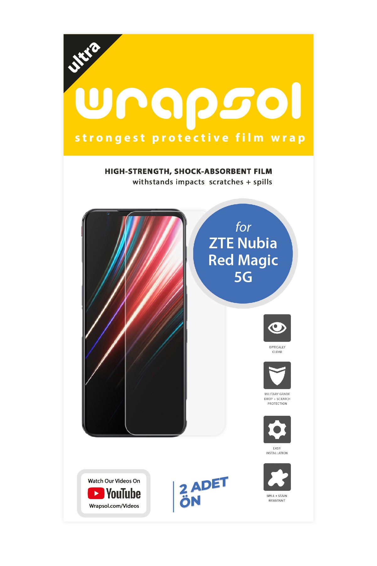 ZTE Nubia Red Magic 5g - Ekran Koruyucu Parlak Şeffaf Poliüretan Film (150 mikron)