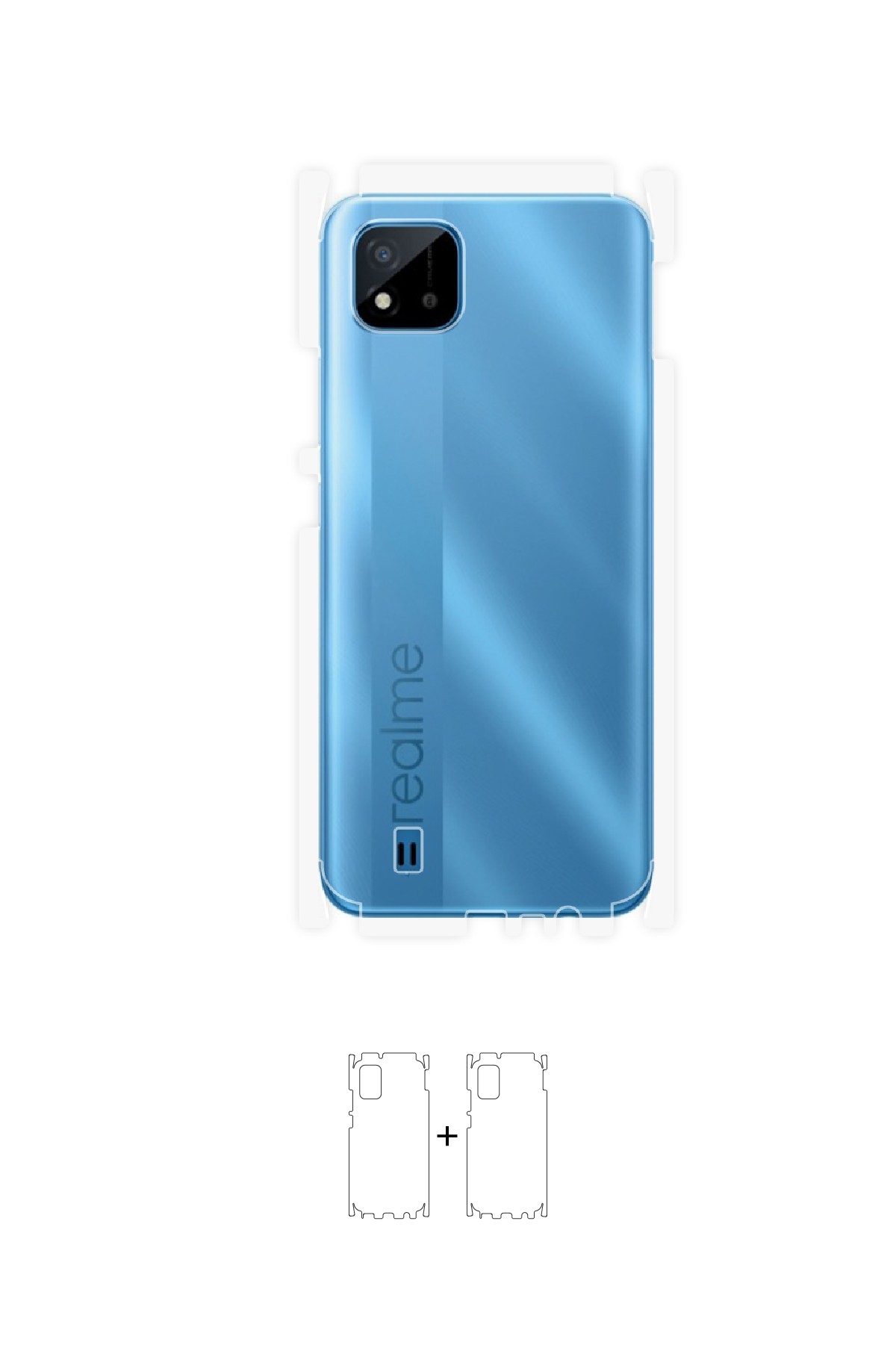 Realme C11 - Arka/Yan Koruyucu Parlak Şeffaf Poliüretan Film (150 micron)