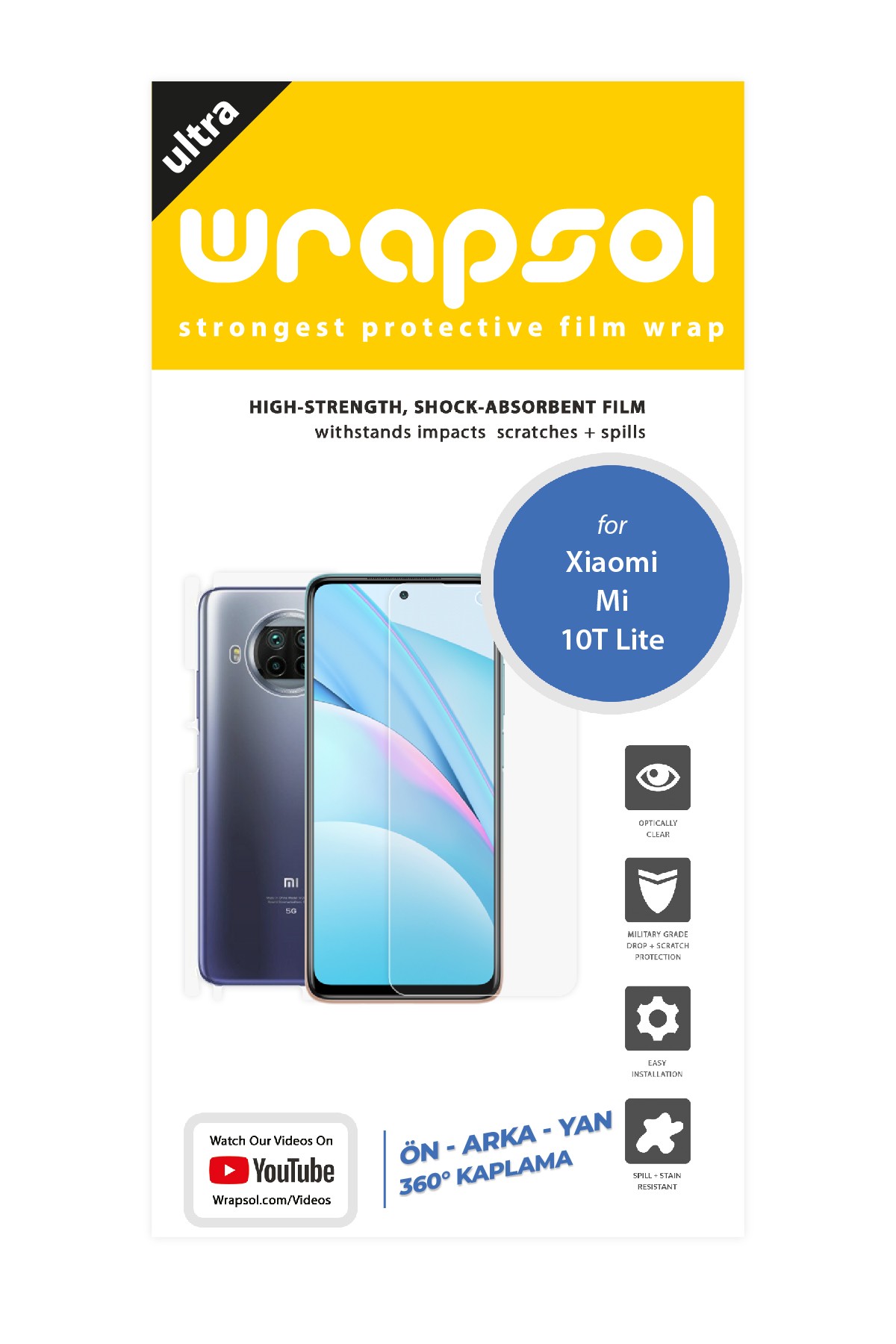 Xiaomi Mi 10T Lite - Fullbody Koruyucu Parlak Şeffaf Poliüretan Film (150 micron)