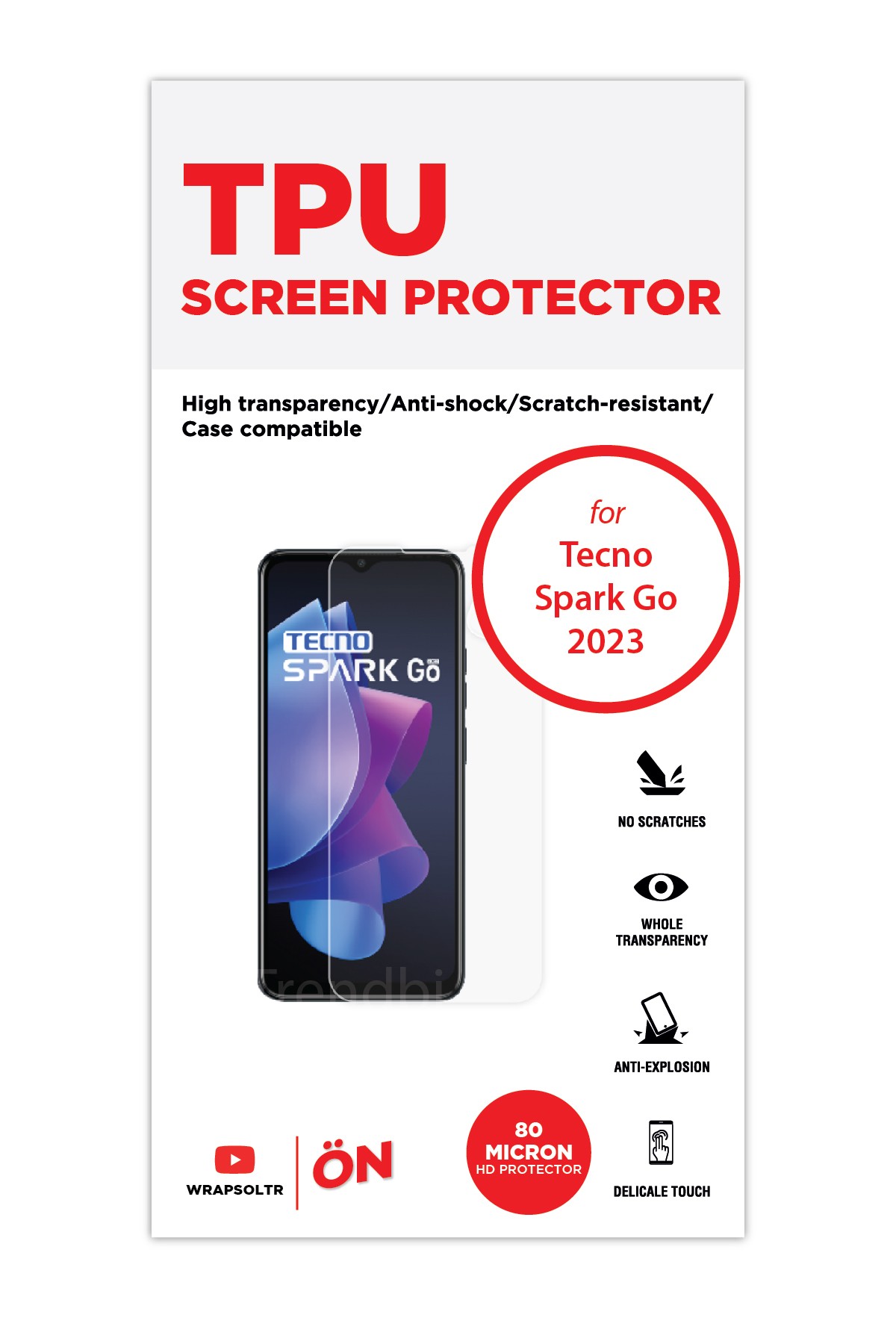 Tecno Spark Go 2023 - Ekran Koruyucu Parlak Şeffaf TPU Film (80 micron)
