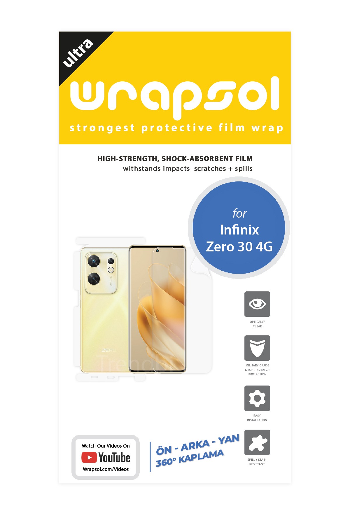 Infinix Zero 30 - Fullbody Koruyucu Parlak Şeffaf Poliüretan Film (150 micron)