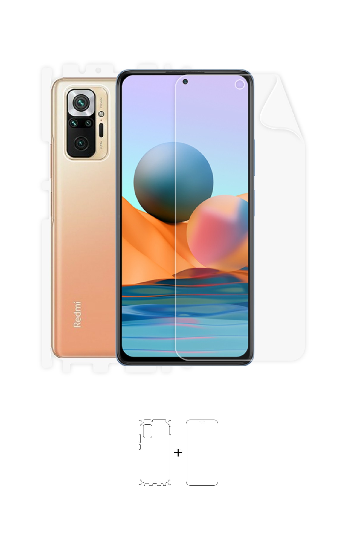 Xiaomi Redmi Note 10 Pro - Fullbody Koruyucu Parlak Şeffaf Poliüretan Film (150 micron)